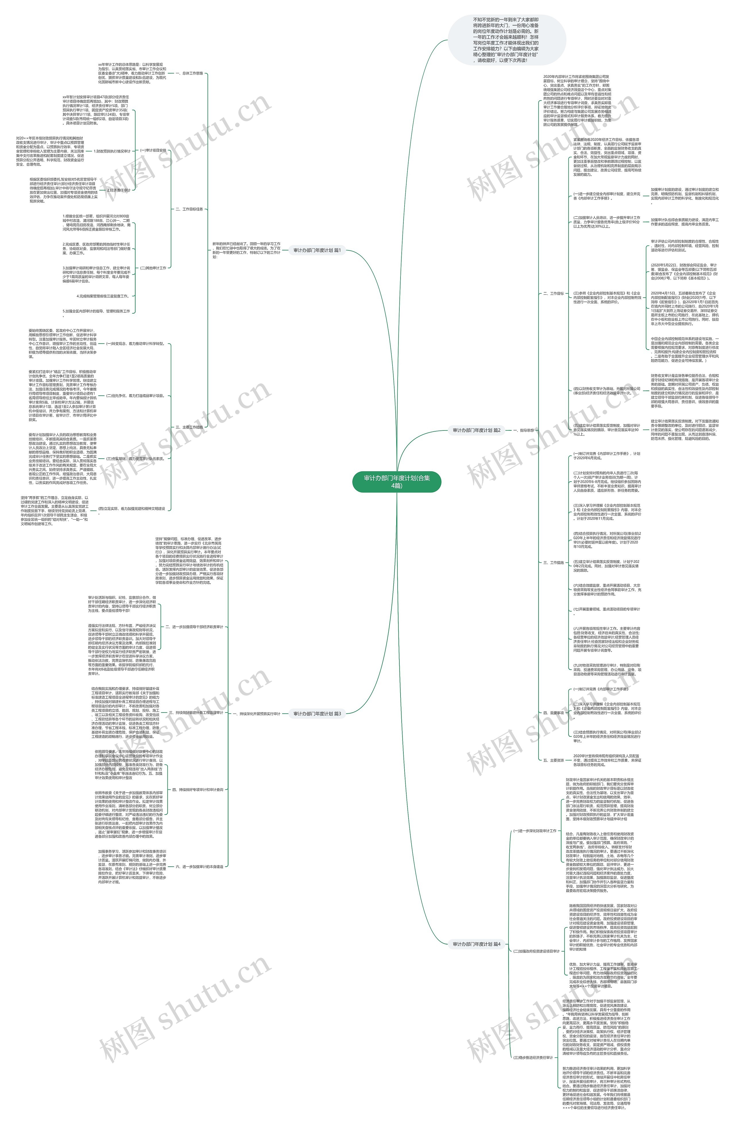 审计办部门年度计划(合集4篇)思维导图