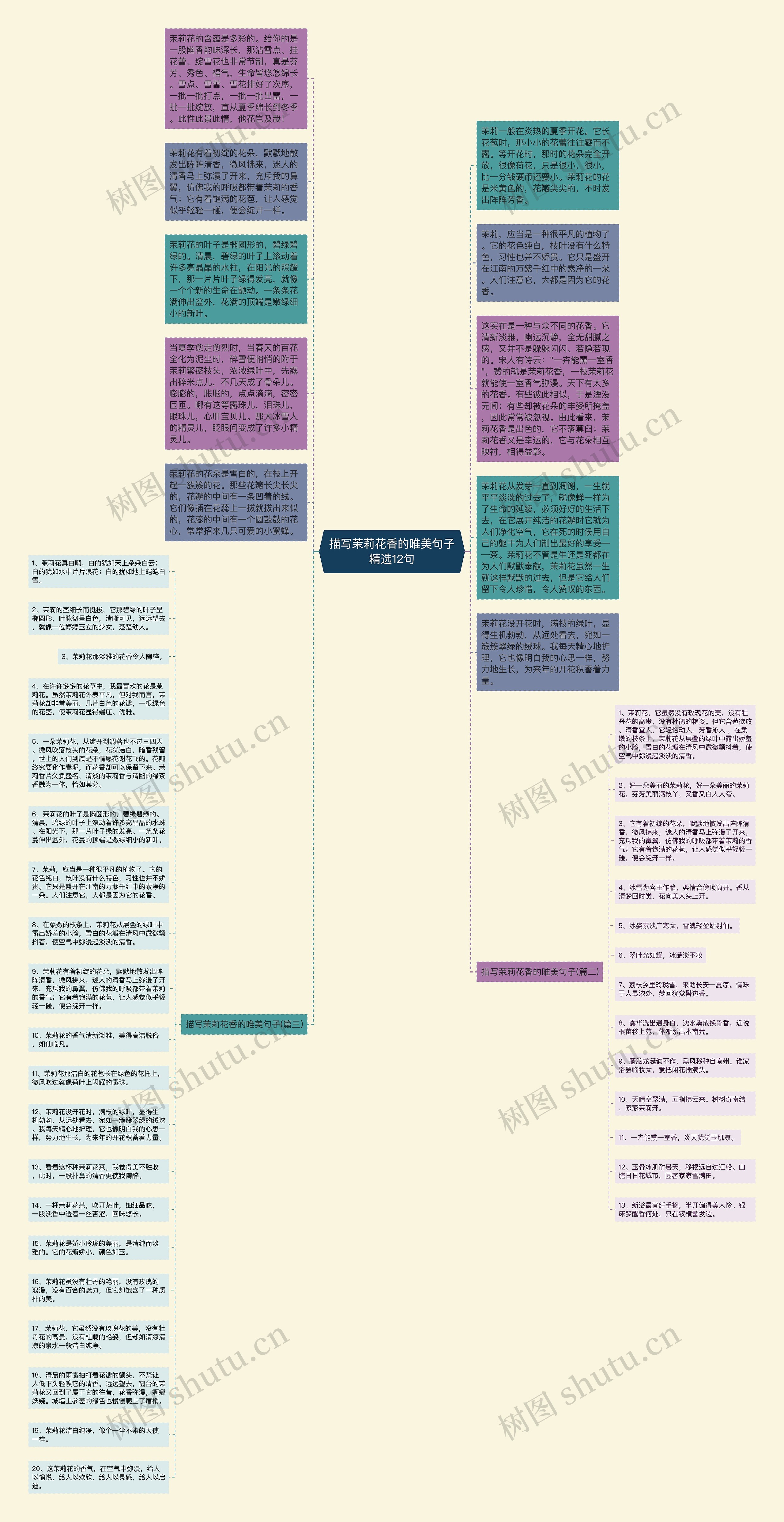 描写茉莉花香的唯美句子精选12句思维导图