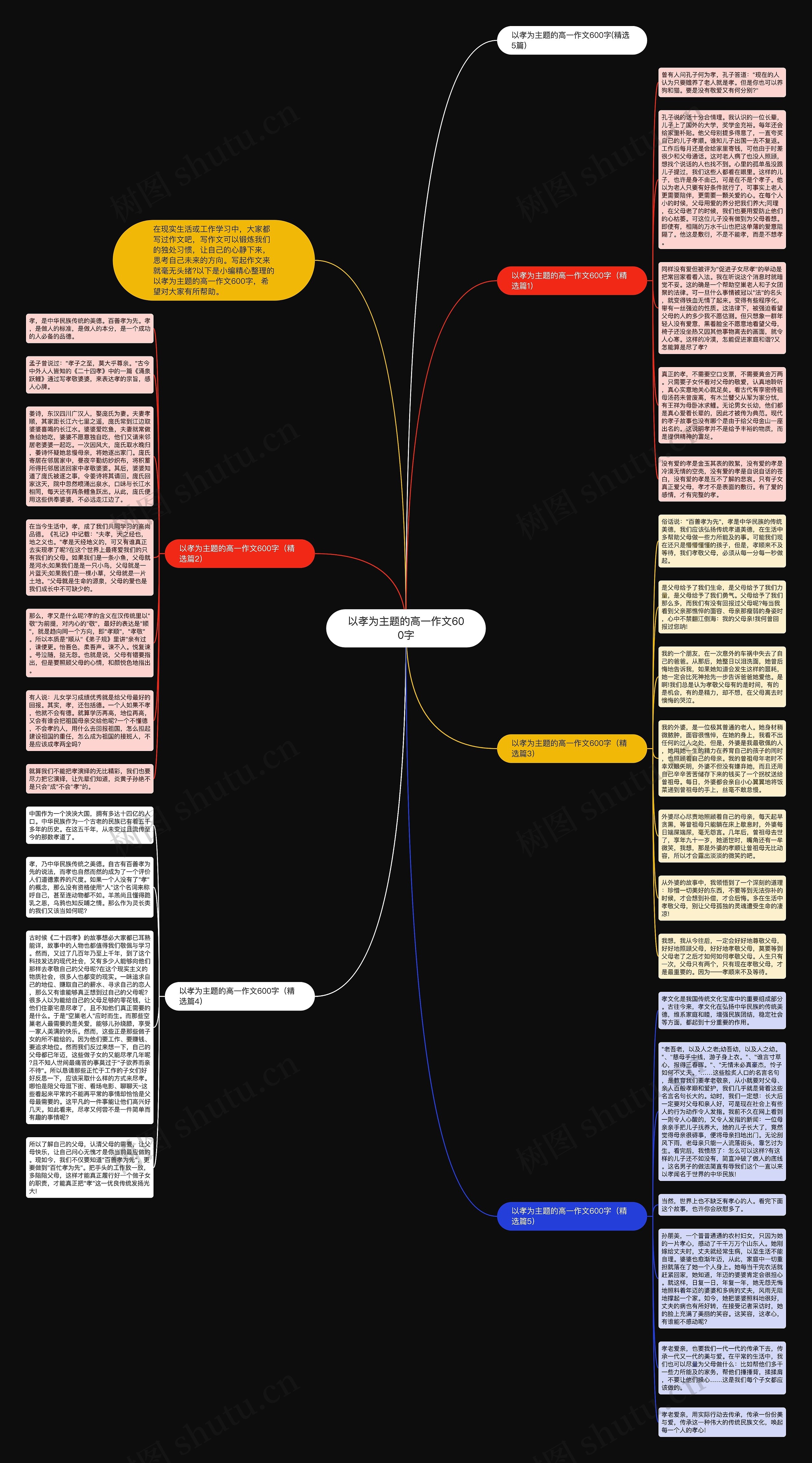 以孝为主题的高一作文600字思维导图