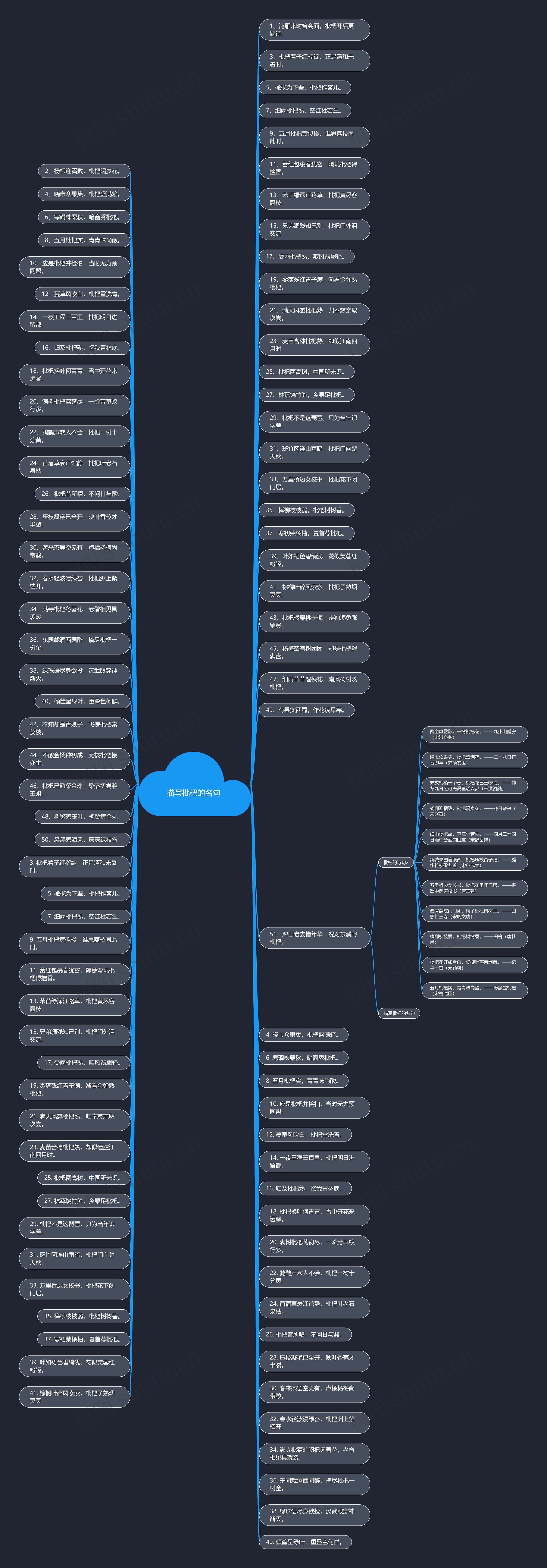 描写枇杷的名句 思维导图