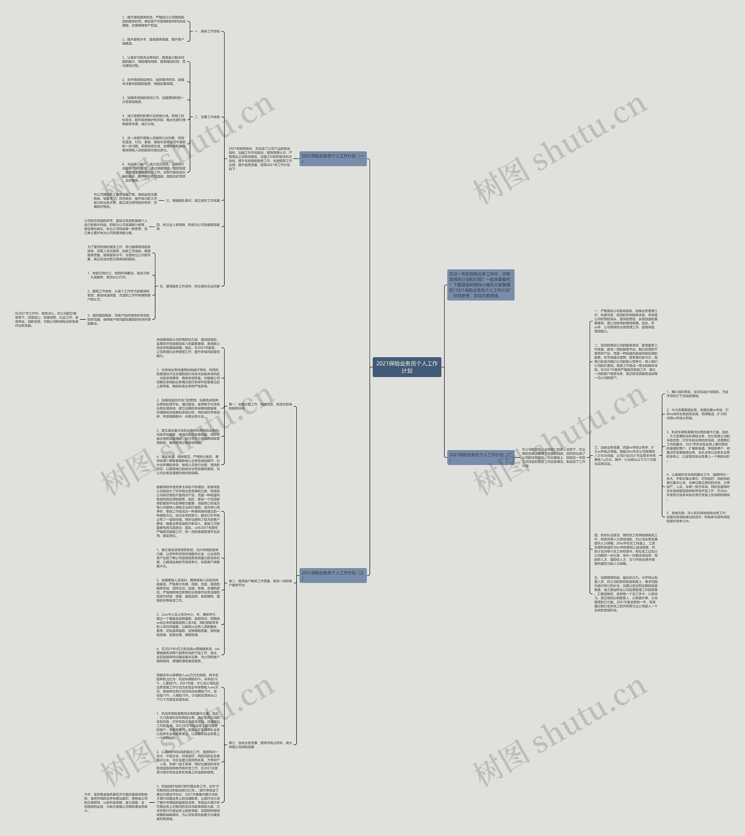 2021保险业务员个人工作计划思维导图