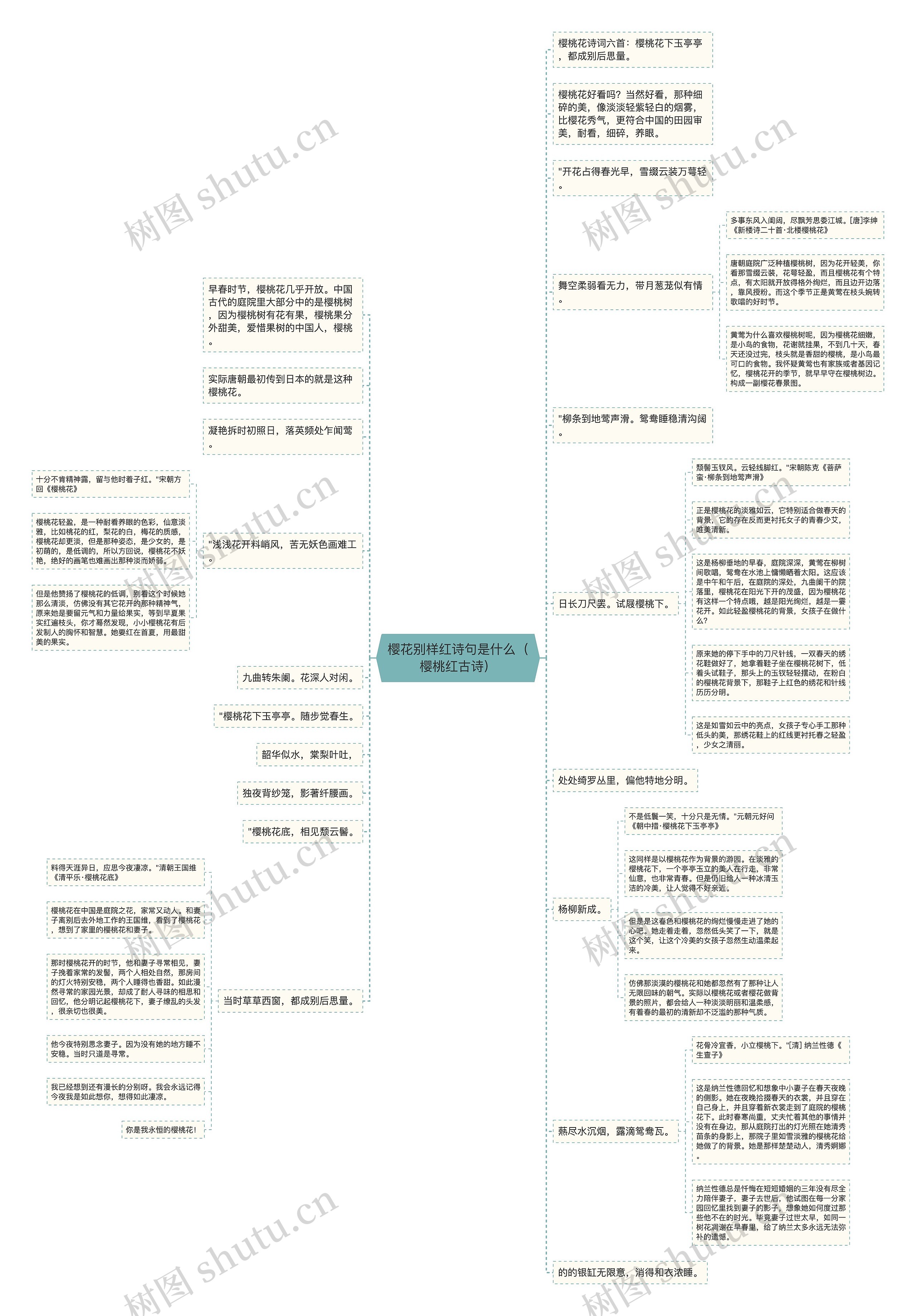 樱花别样红诗句是什么（樱桃红古诗）思维导图