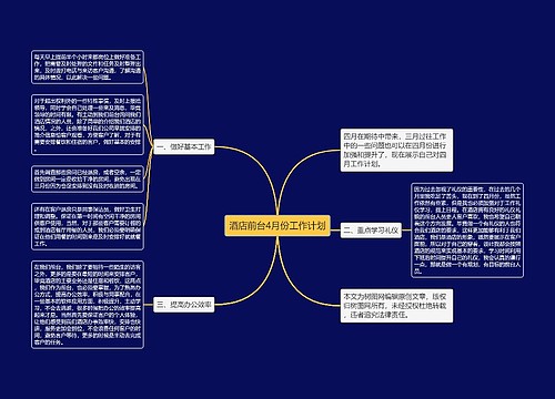 酒店前台4月份工作计划