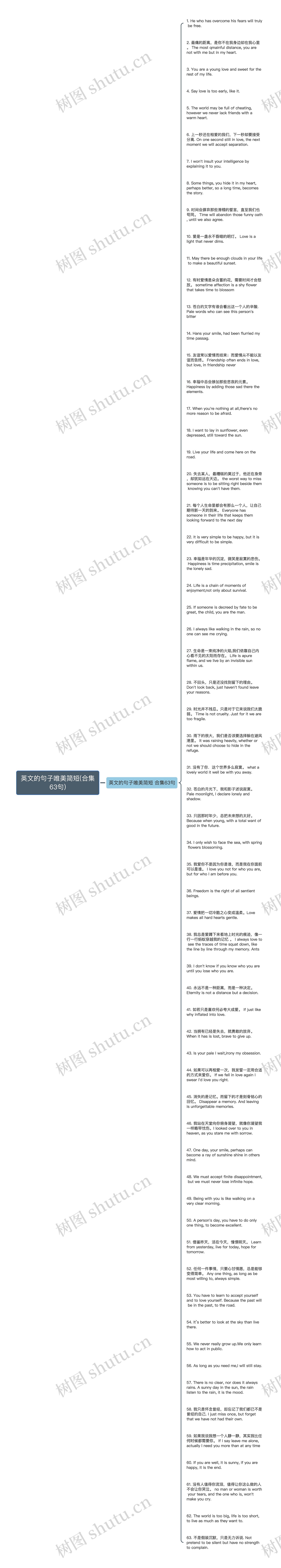 英文的句子唯美简短(合集63句)思维导图