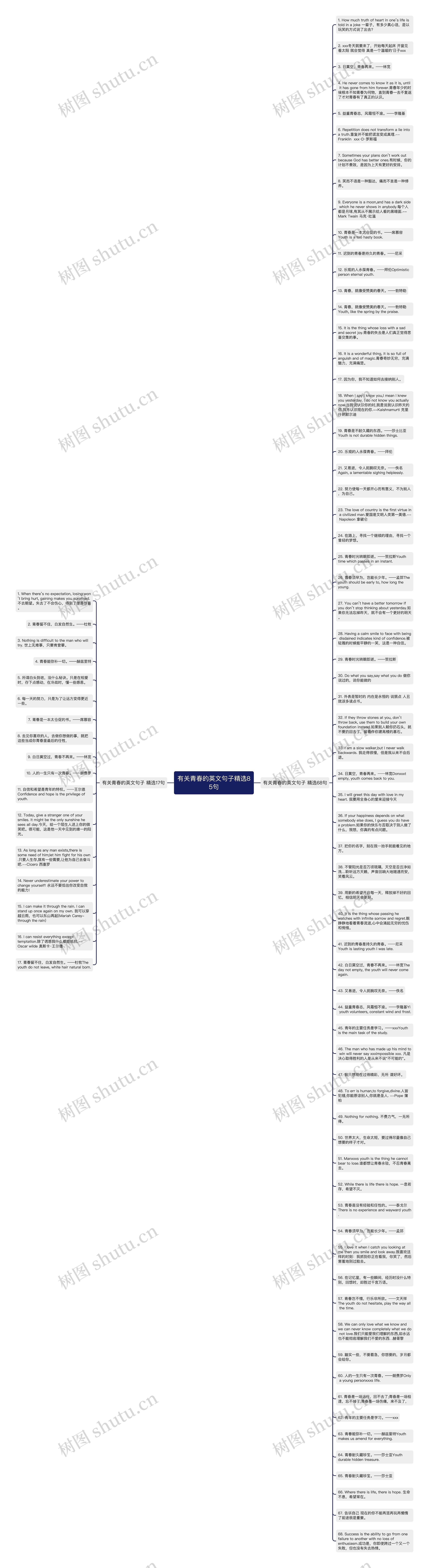 有关青春的英文句子精选85句思维导图高清图 有关青春的英文句子精选85句思维导图