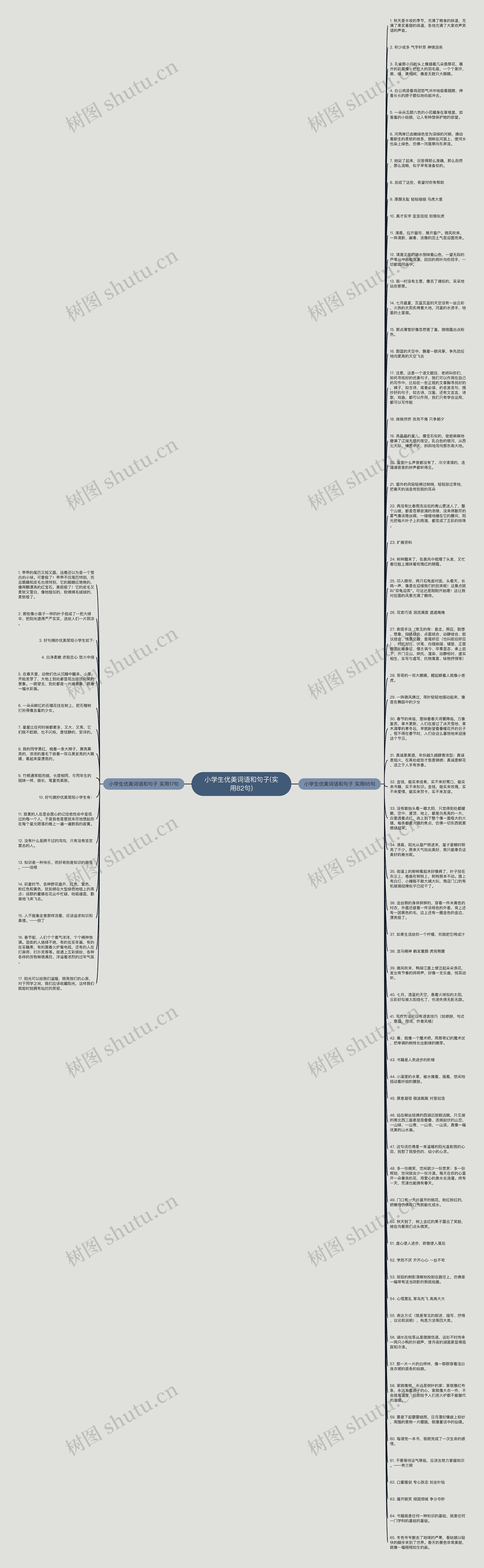 小学生优美词语和句子(实用82句)思维导图
