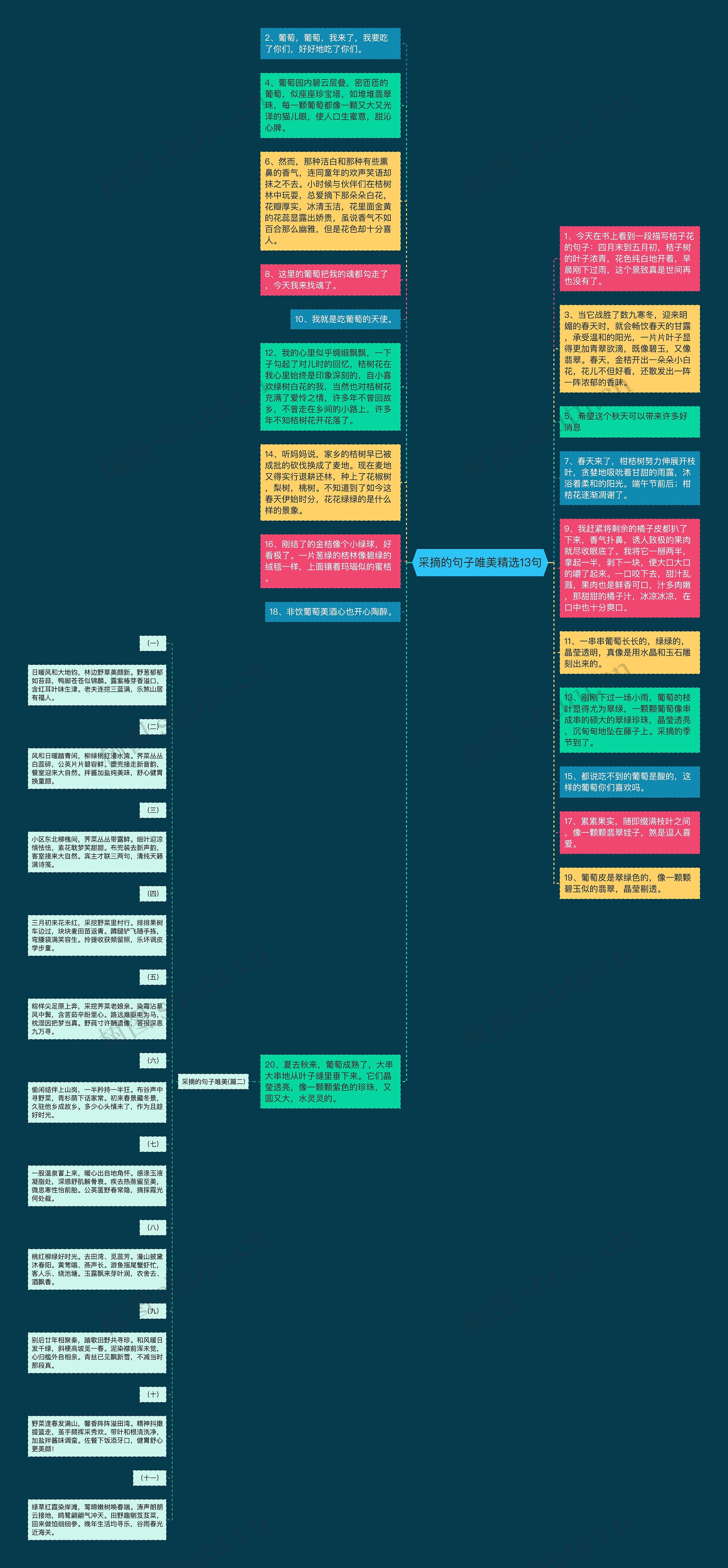 采摘的句子唯美精选13句思维导图