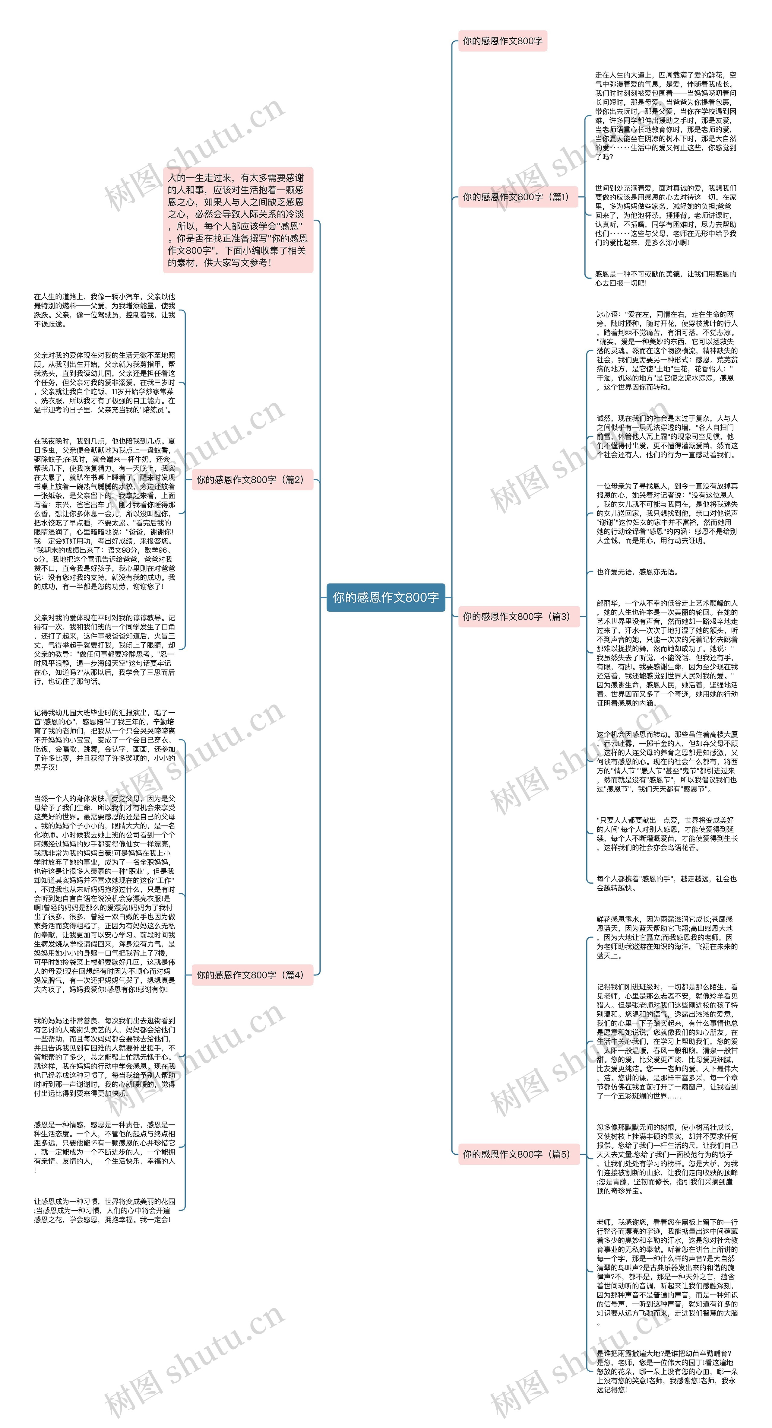 你的感恩作文800字思维导图