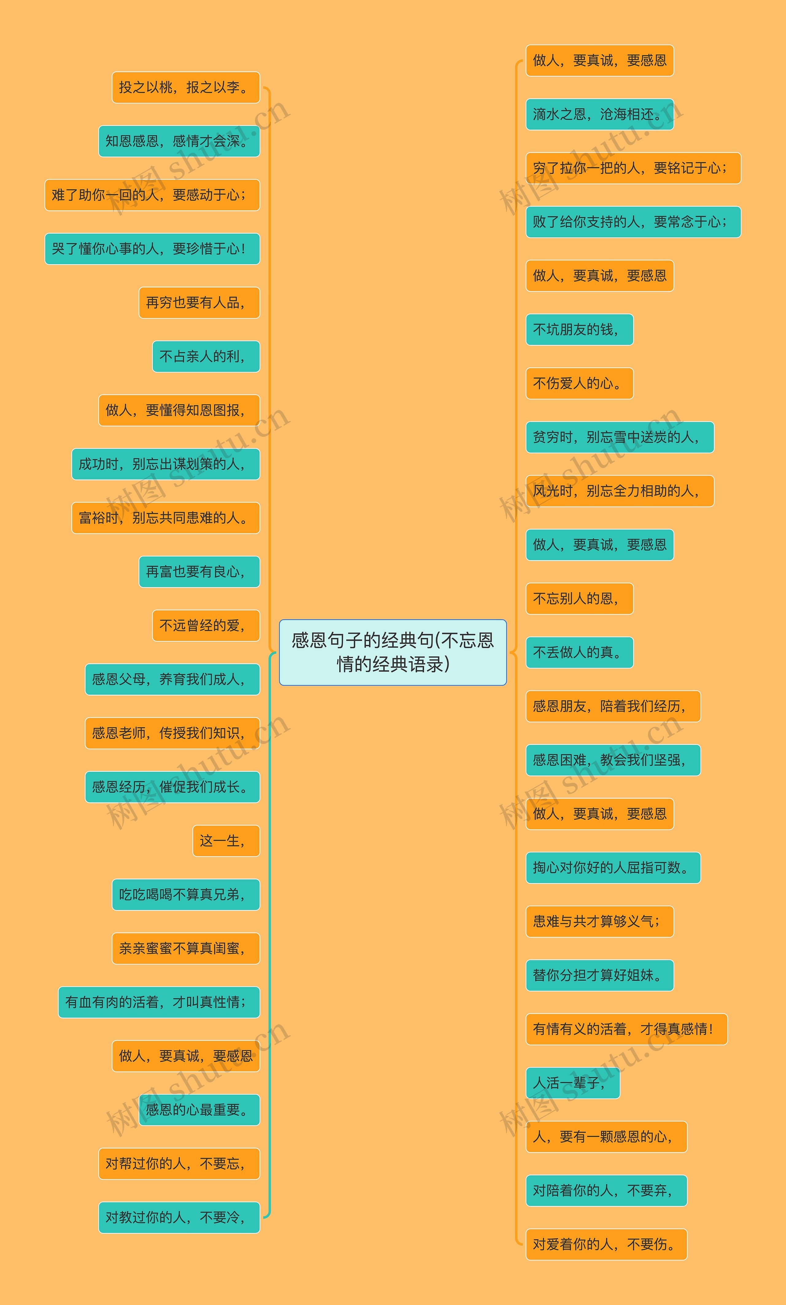 感恩句子的经典句(不忘恩情的经典语录)思维导图