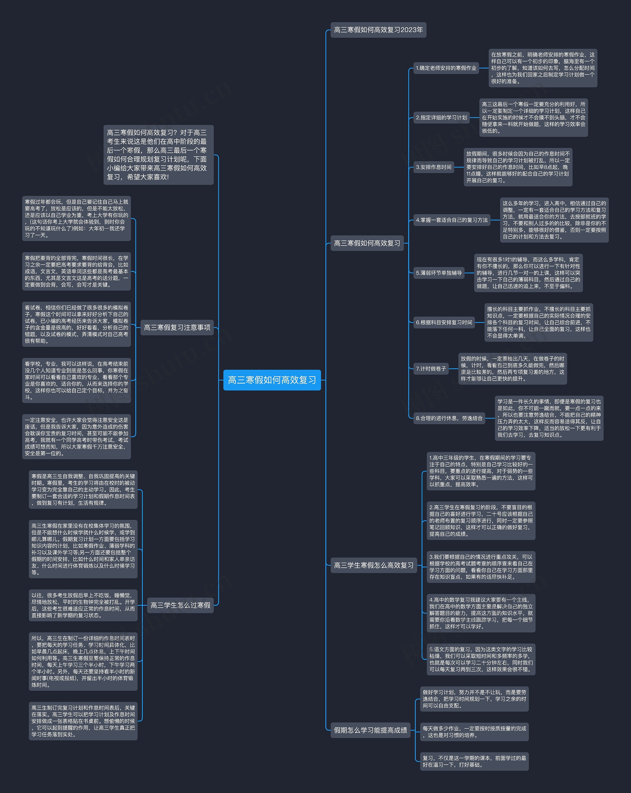 高三寒假如何高效复习思维导图