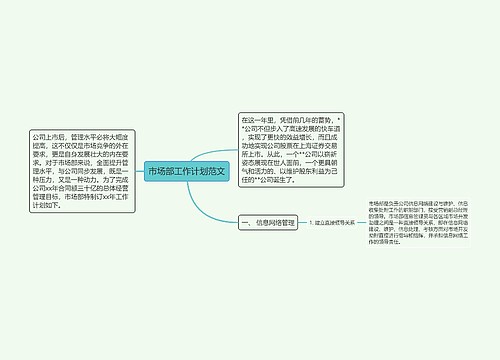 市场部工作计划范文