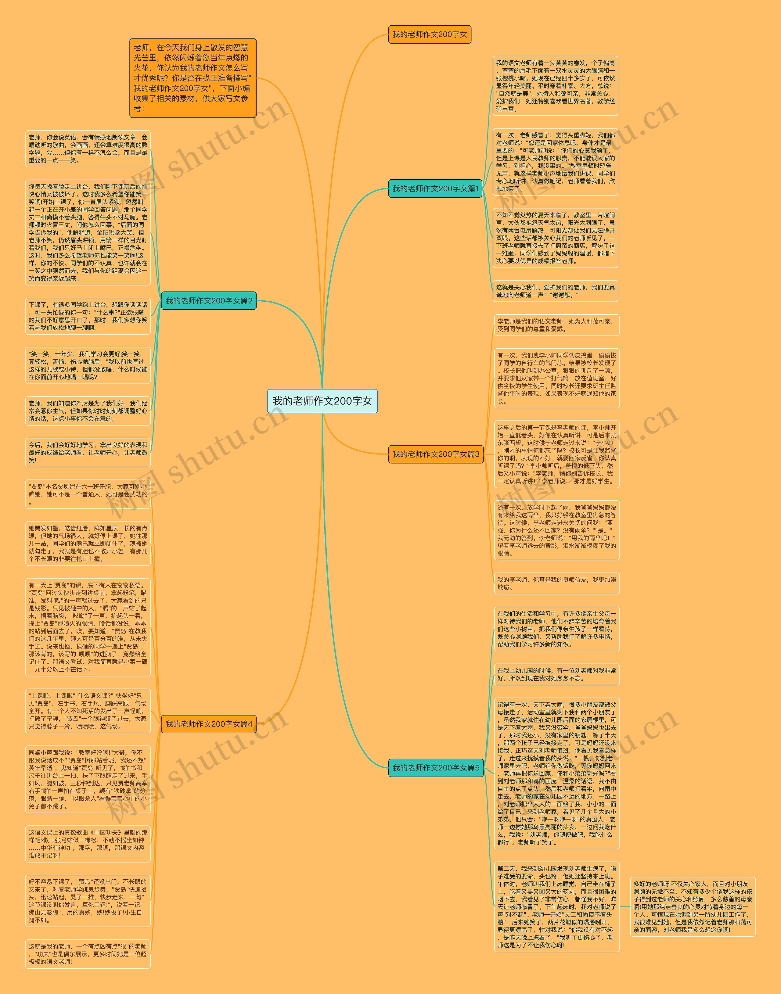 我的老师作文200字女思维导图