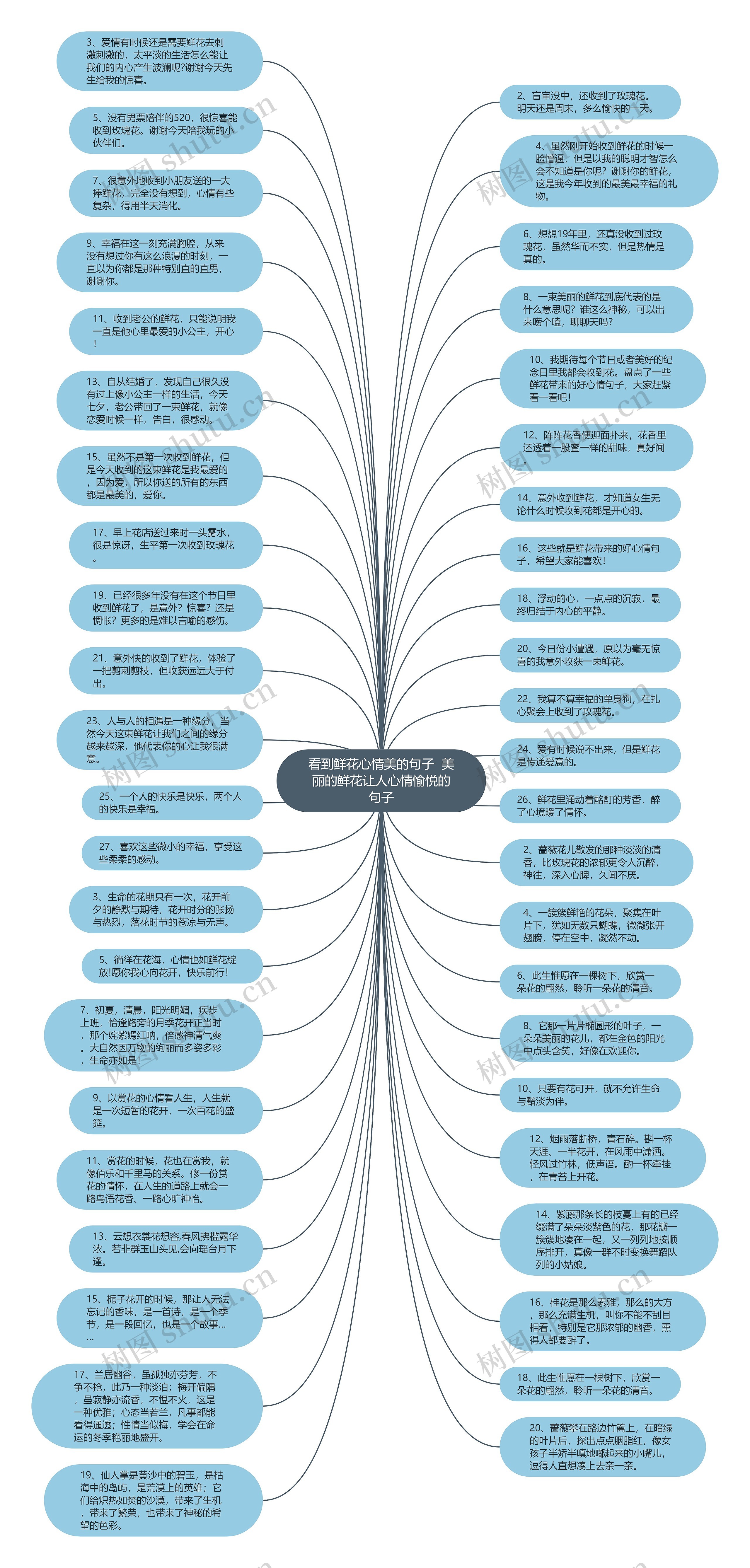 看到鲜花心情美的句子  美丽的鲜花让人心情愉悦的句子思维导图