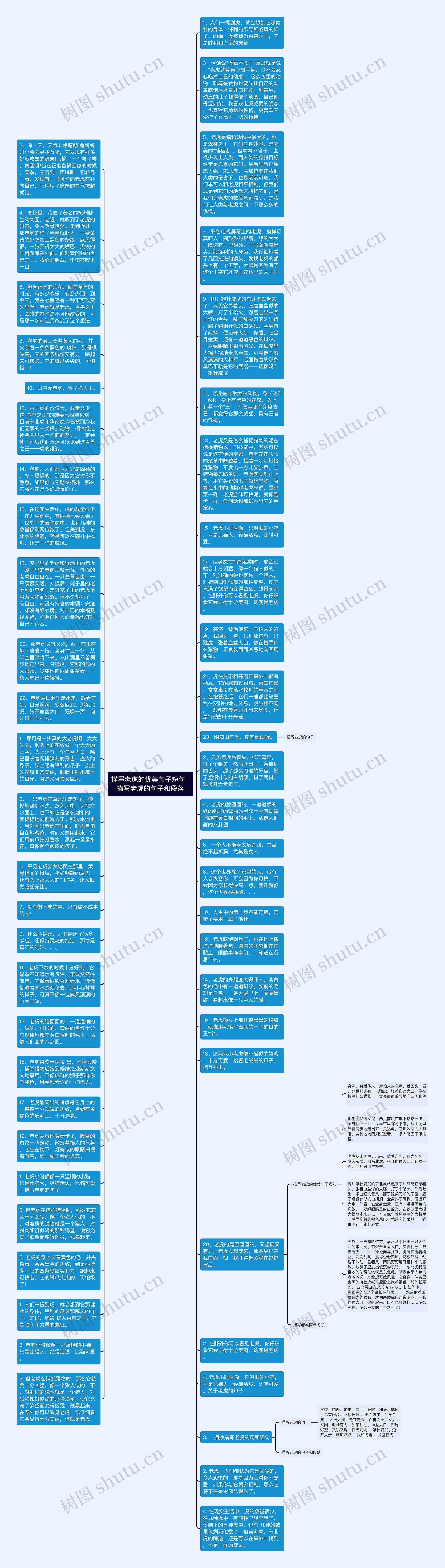 描写老虎的优美句子短句  描写老虎的句子和段落思维导图