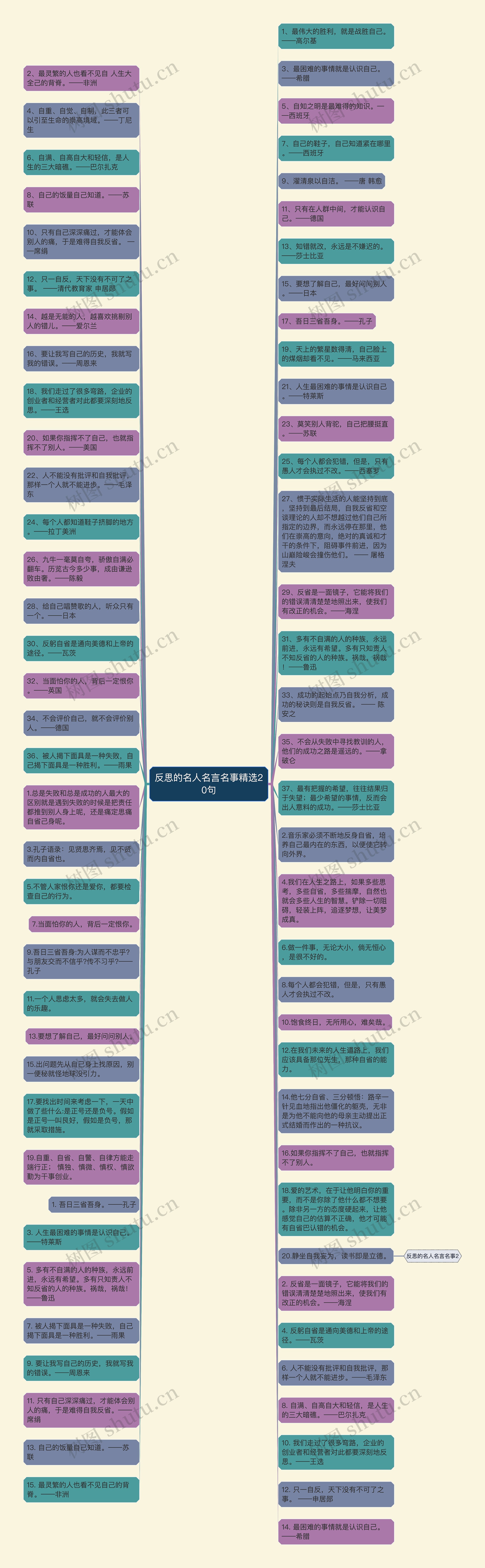 反思的名人名言名事精选20句思维导图