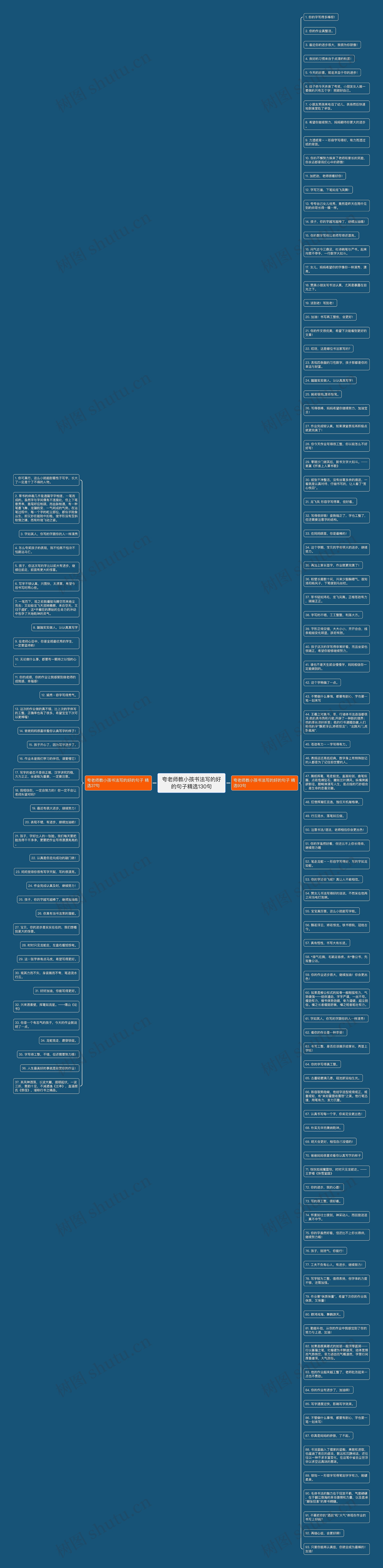 夸老师教小孩书法写的好的句子精选130句思维导图