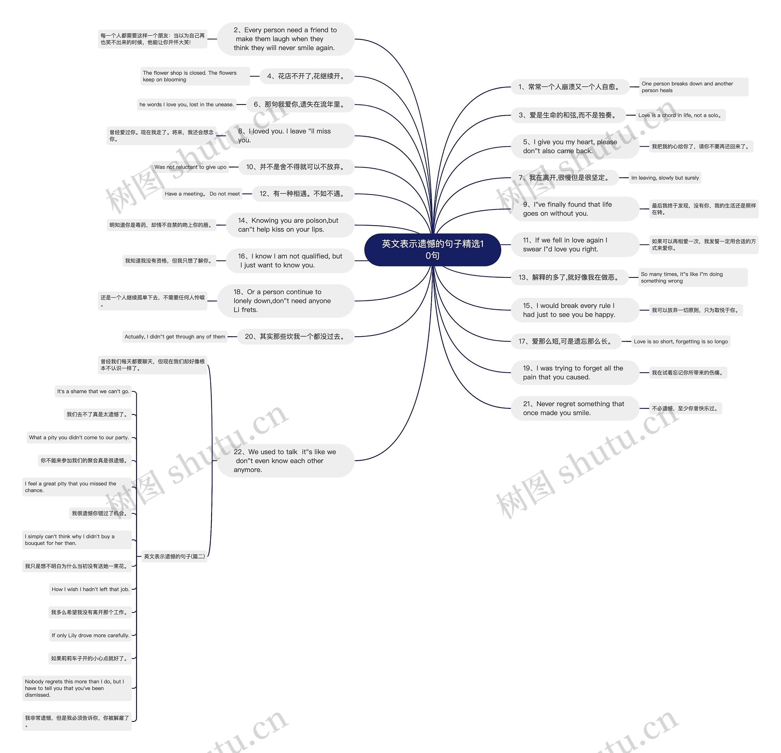 英文表示遗憾的句子精选10句思维导图