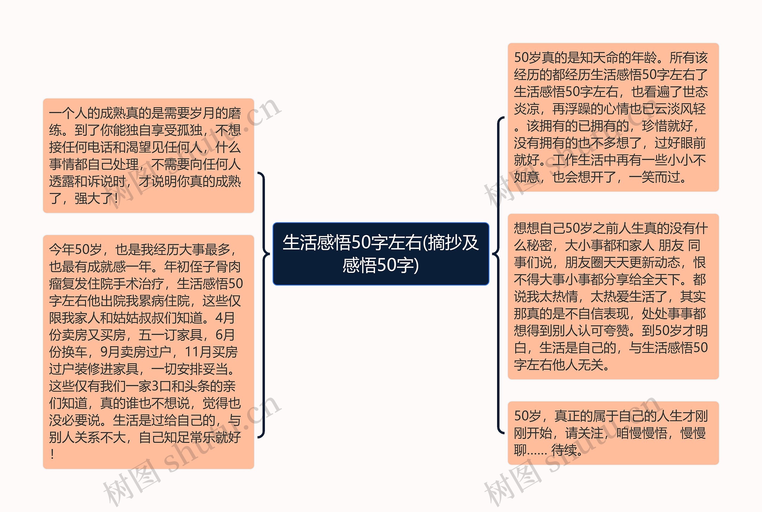 生活感悟50字左右(摘抄及感悟50字)思维导图