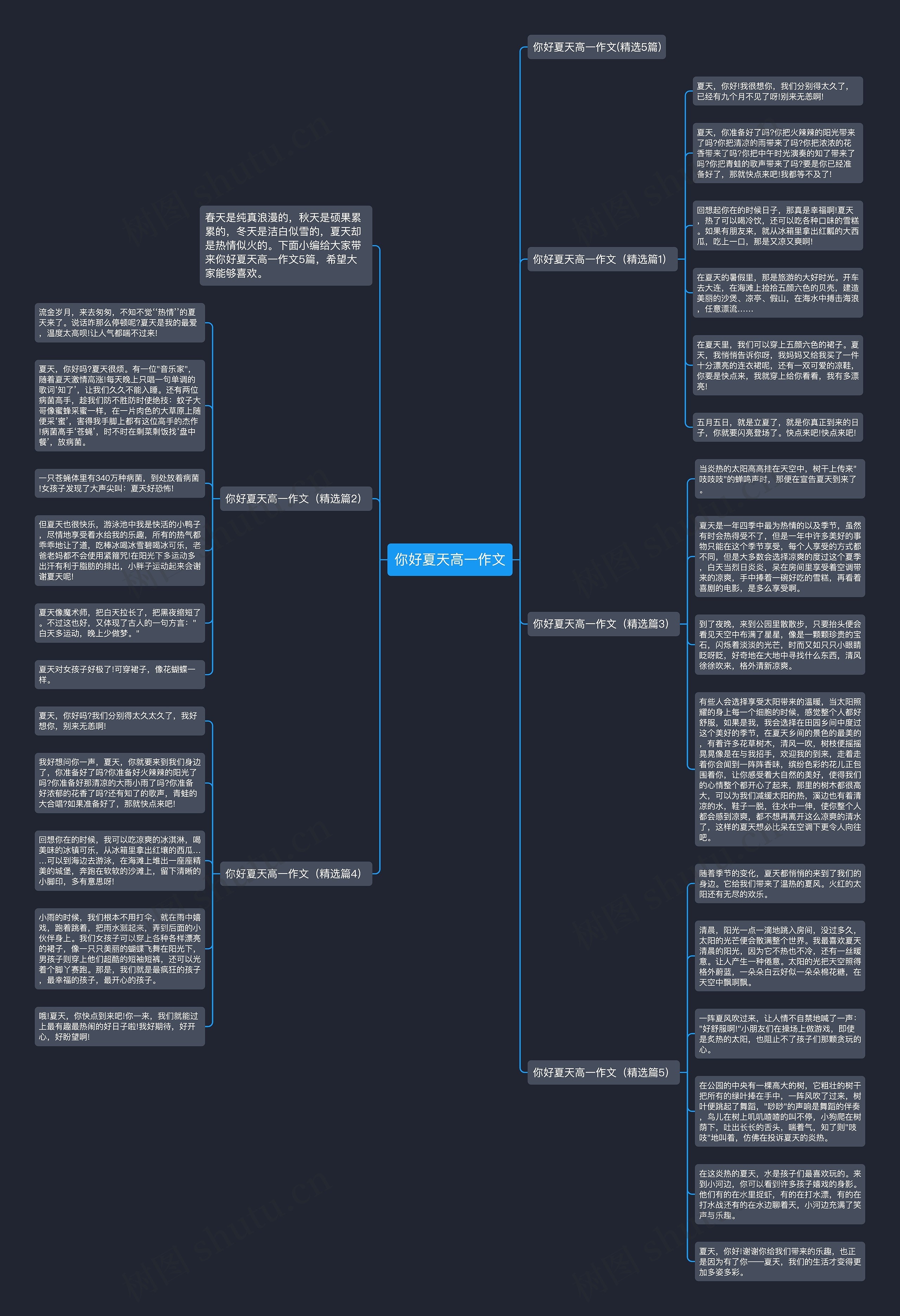 你好夏天高一作文思维导图