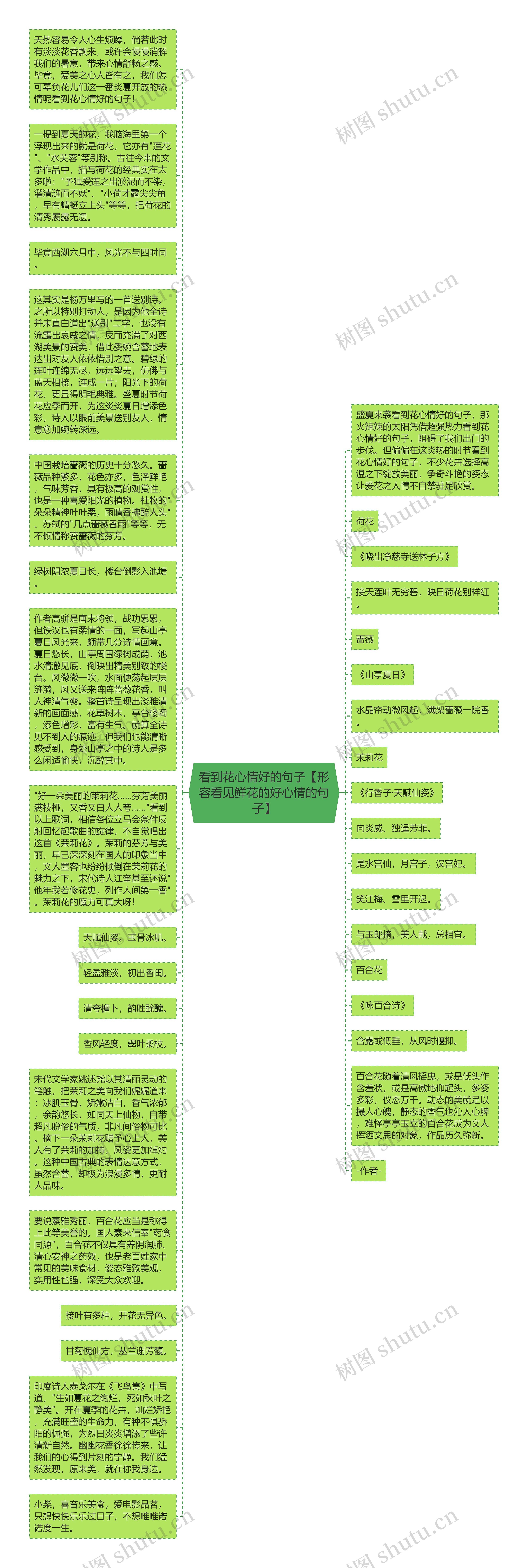 看到花心情好的句子【形容看见鲜花的好心情的句子】思维导图