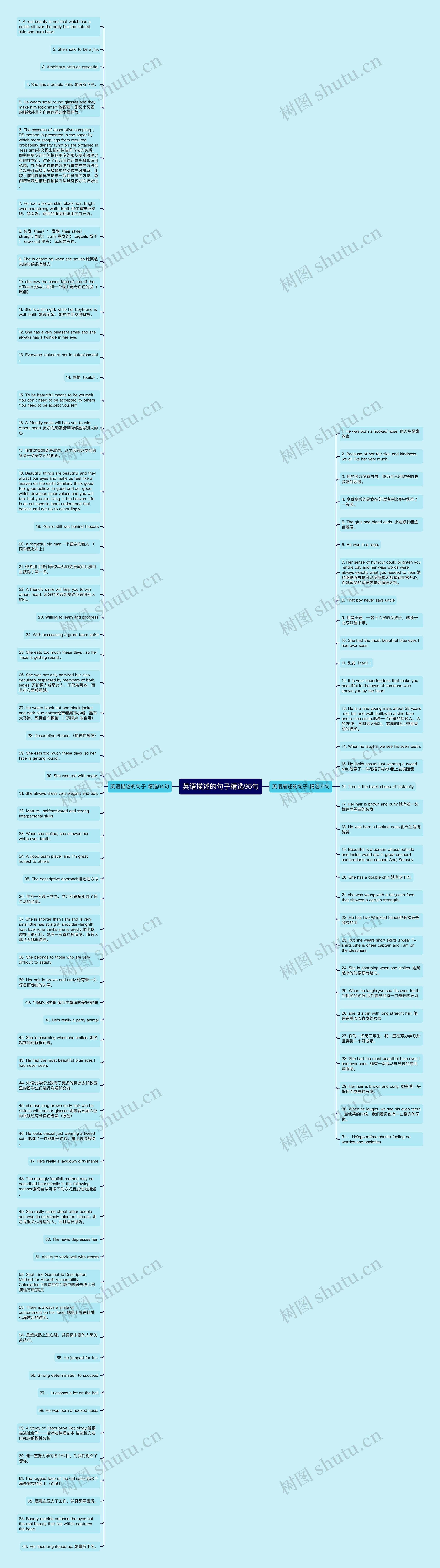 英语描述的句子精选95句思维导图