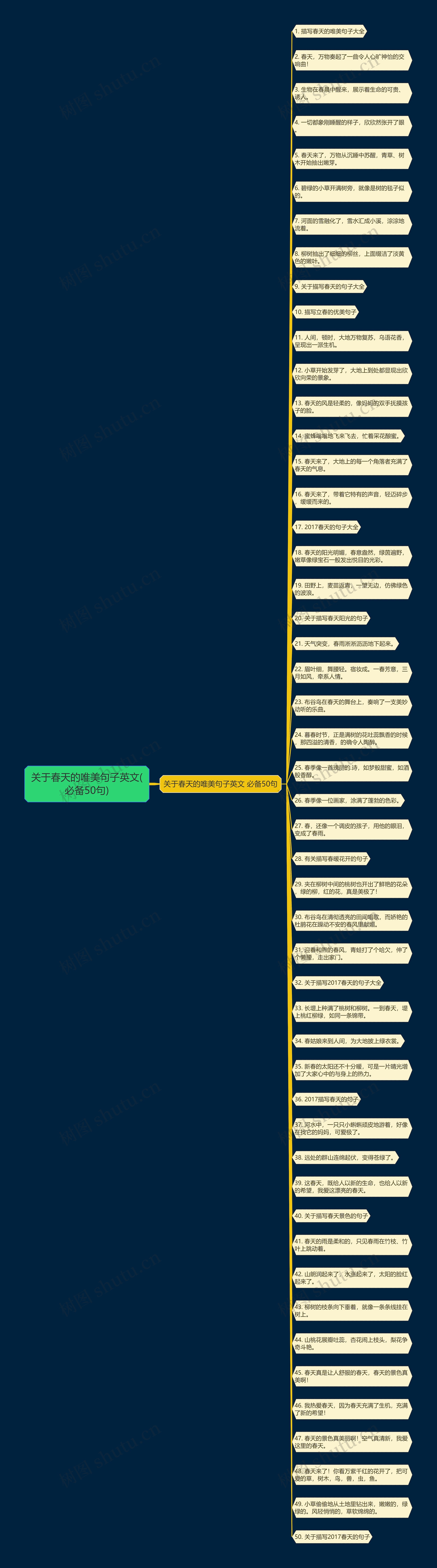 关于春天的唯美句子英文(必备50句)思维导图