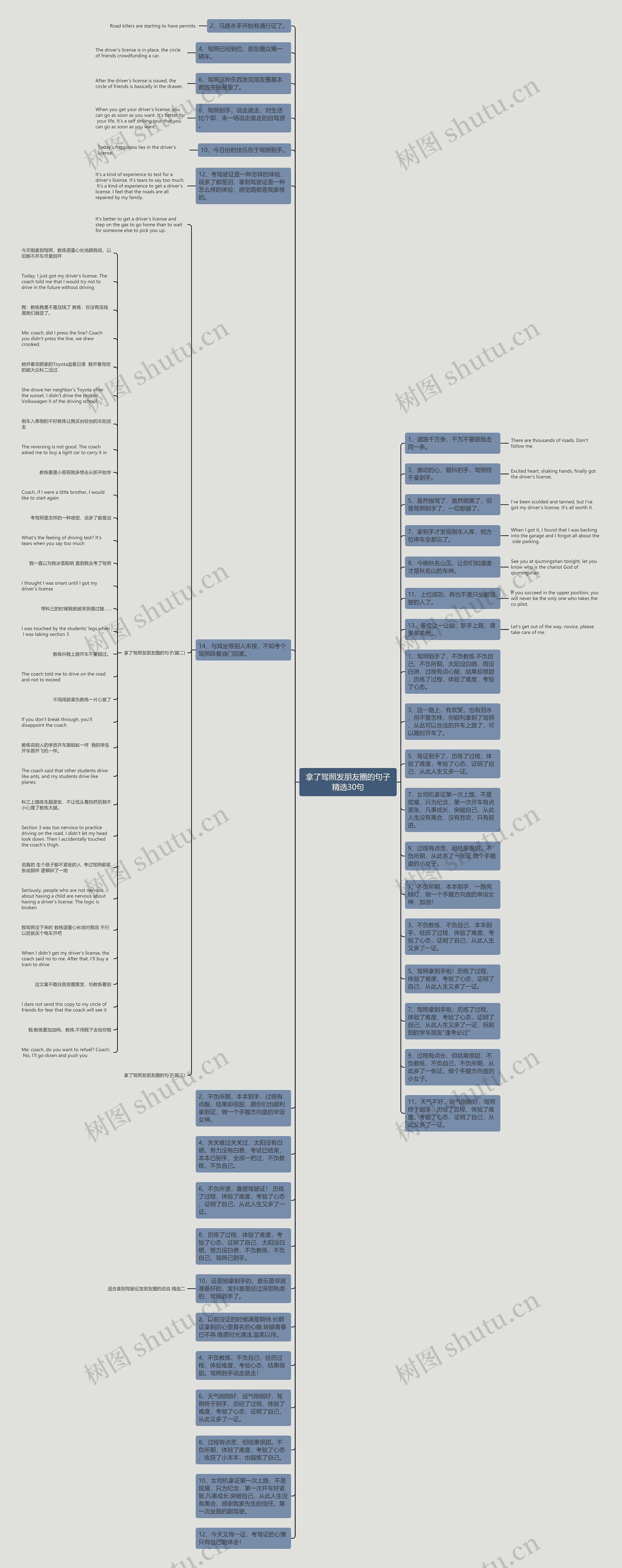 拿了驾照发朋友圈的句子精选30句思维导图