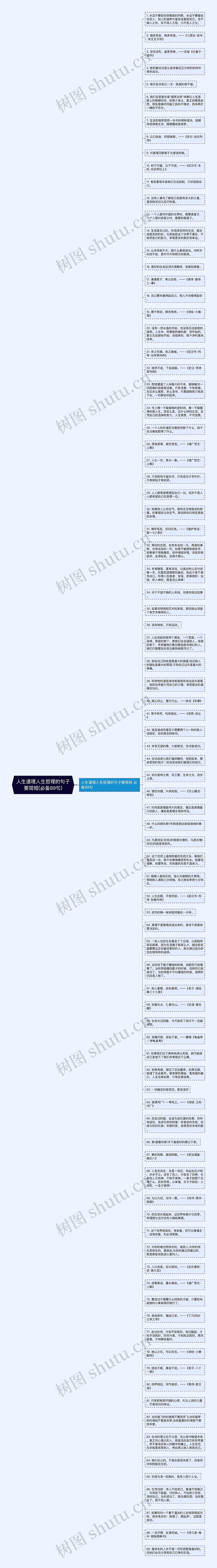 人生道理人生哲理的句子要简短(必备89句)思维导图