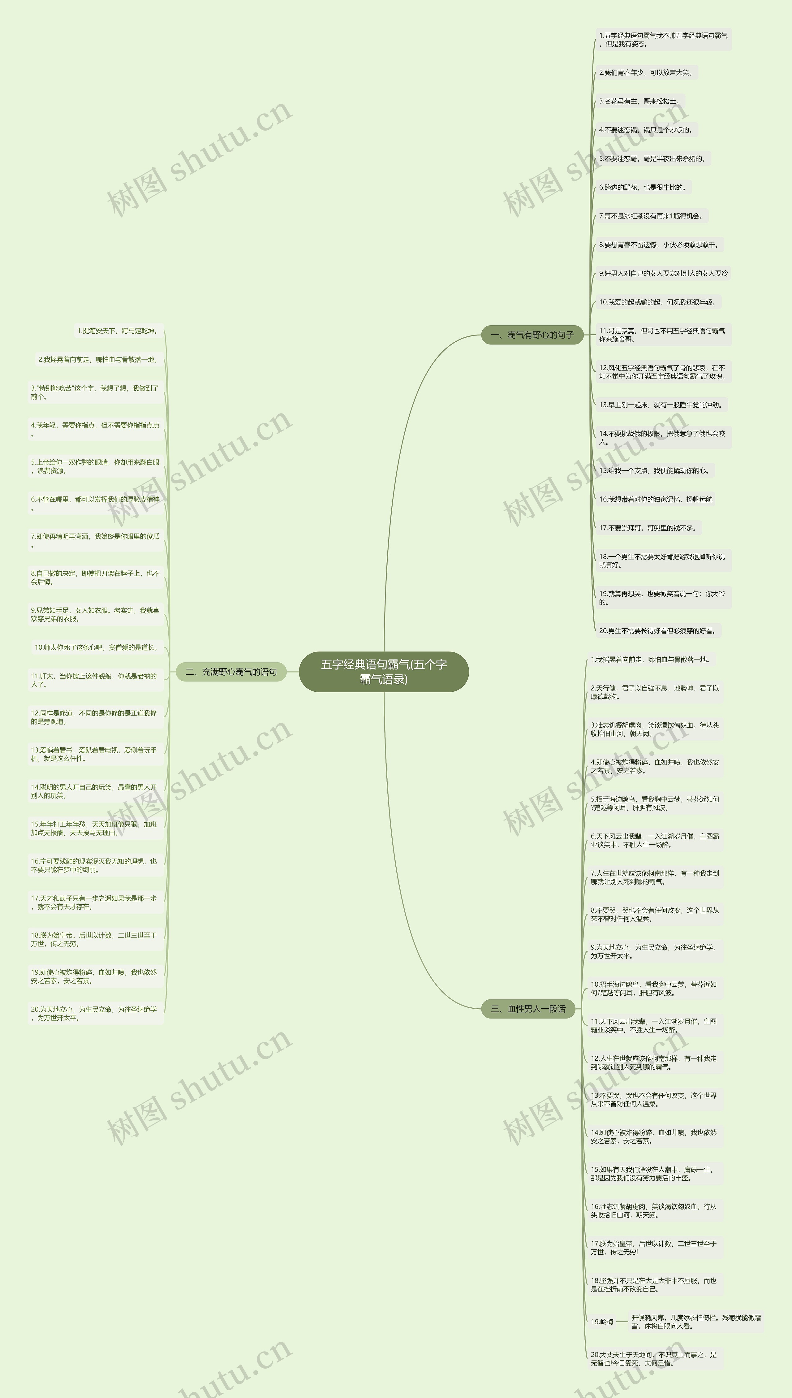 五字经典语句霸气(五个字霸气语录)思维导图