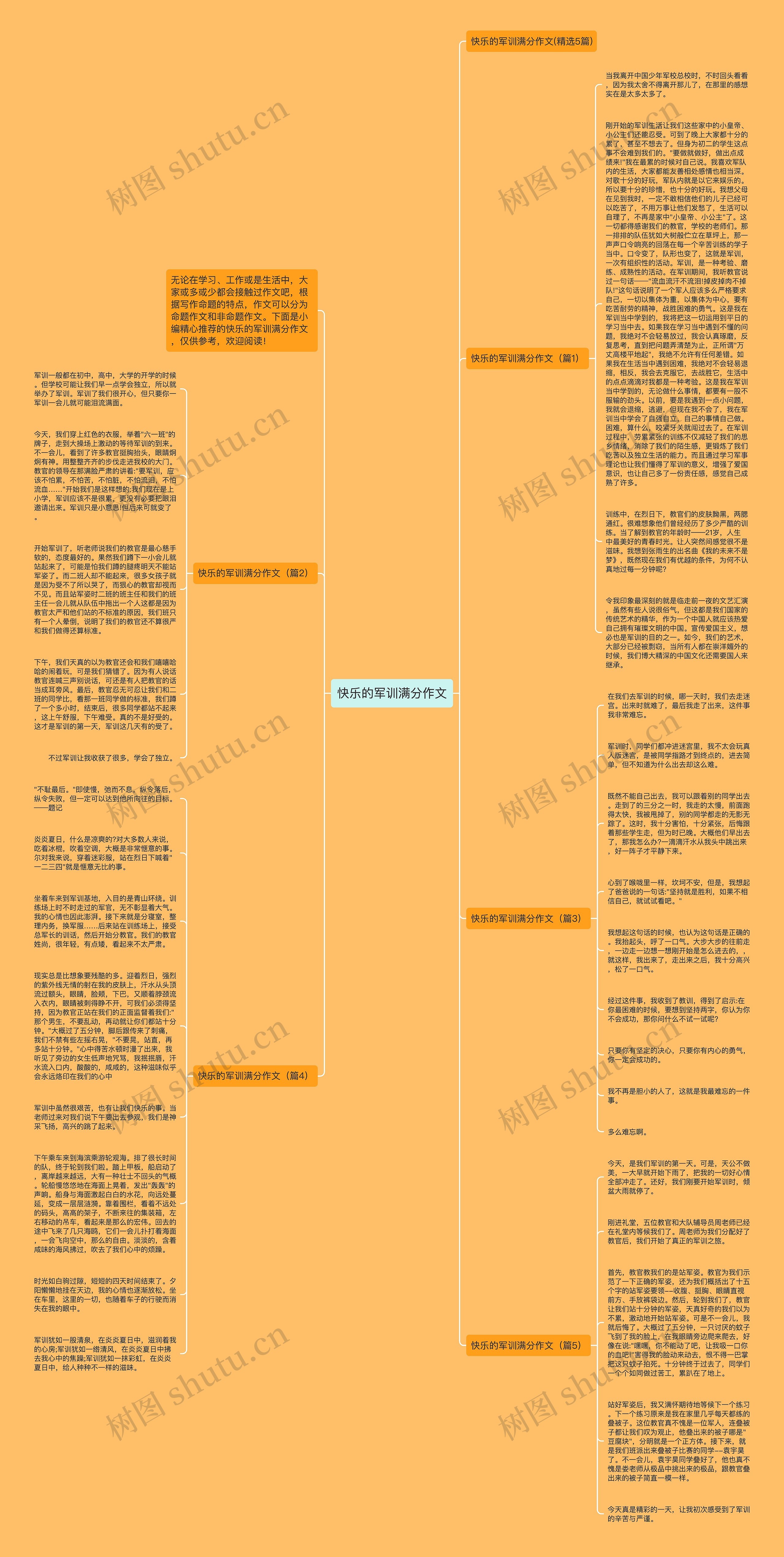 快乐的军训满分作文思维导图
