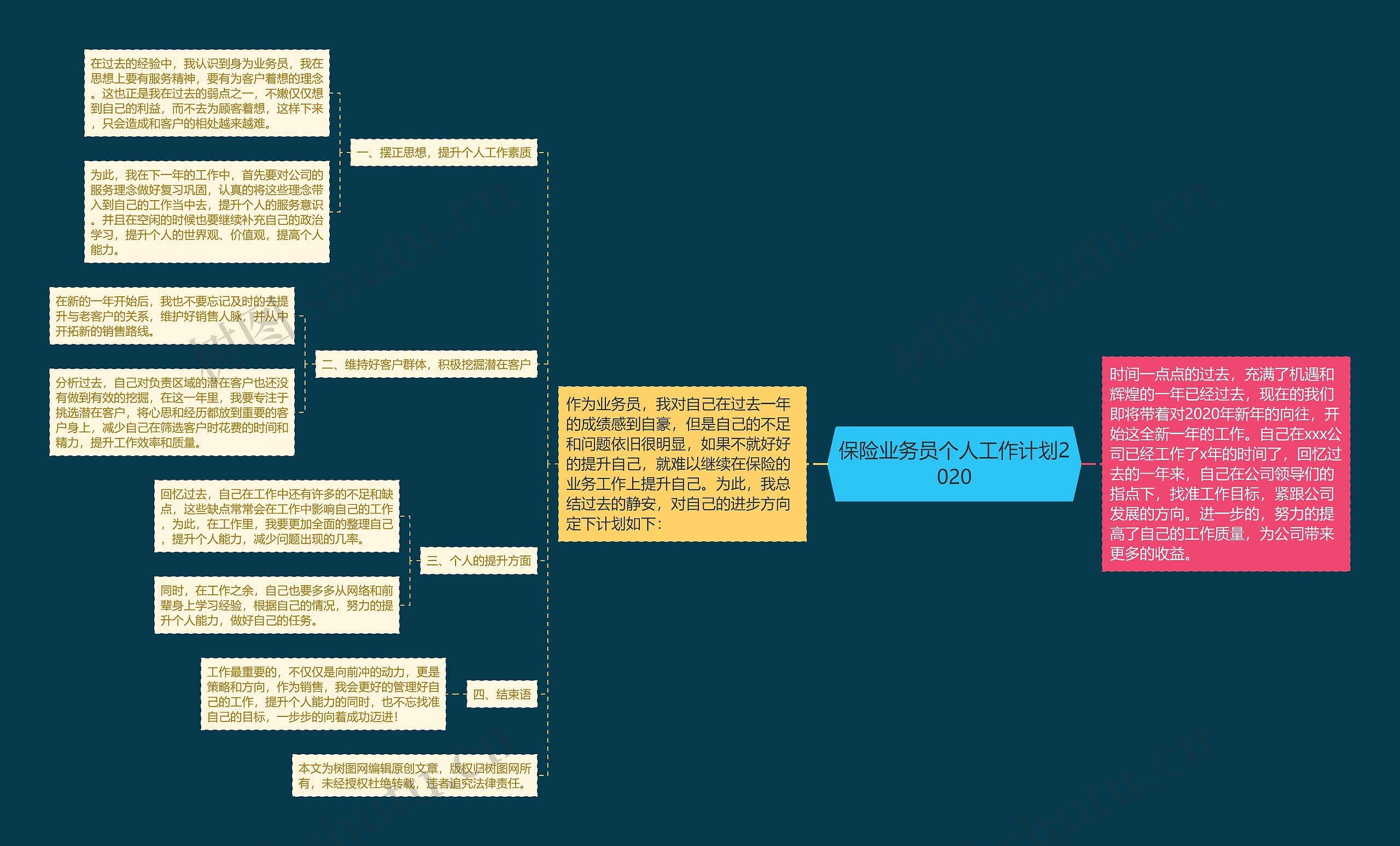 保险业务员个人工作计划2020思维导图