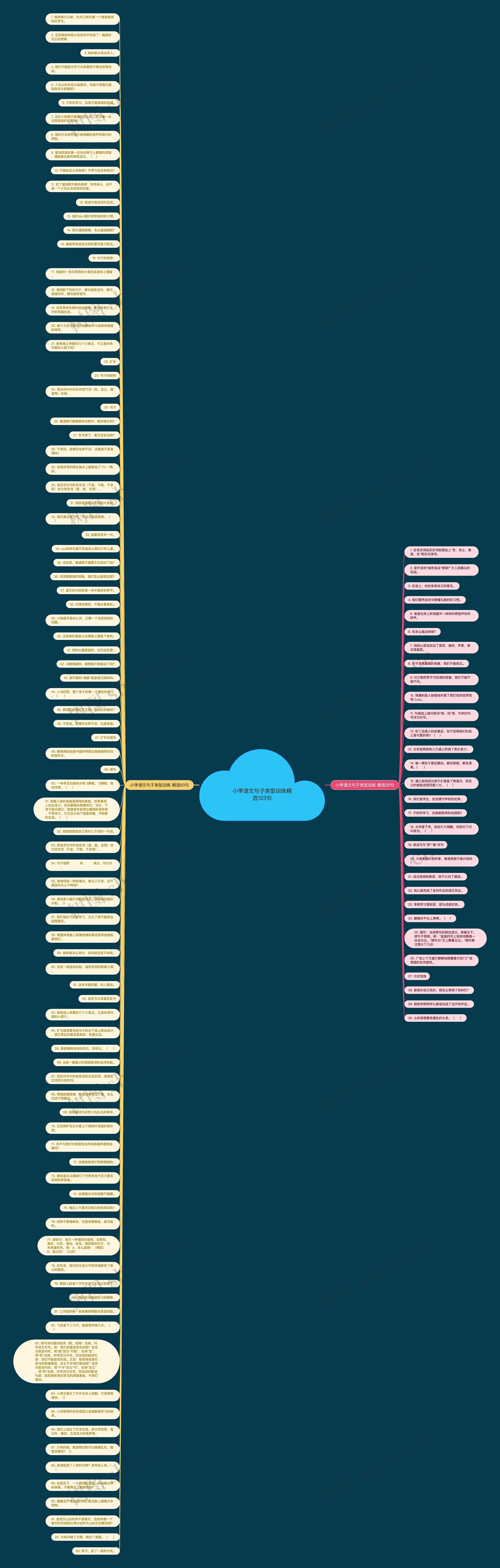 小学语文句子类型训练精选123句思维导图