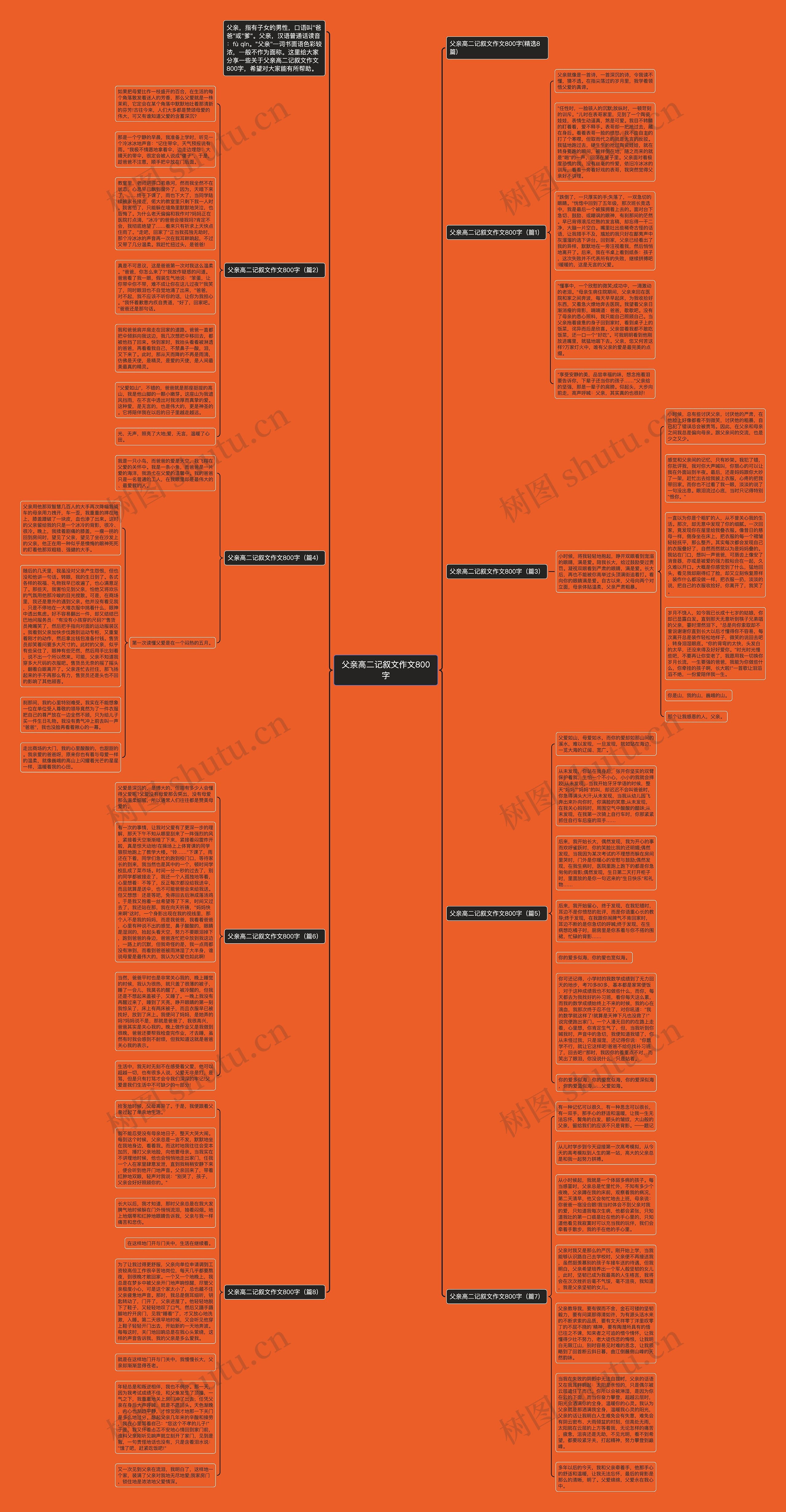 父亲高二记叙文作文800字思维导图