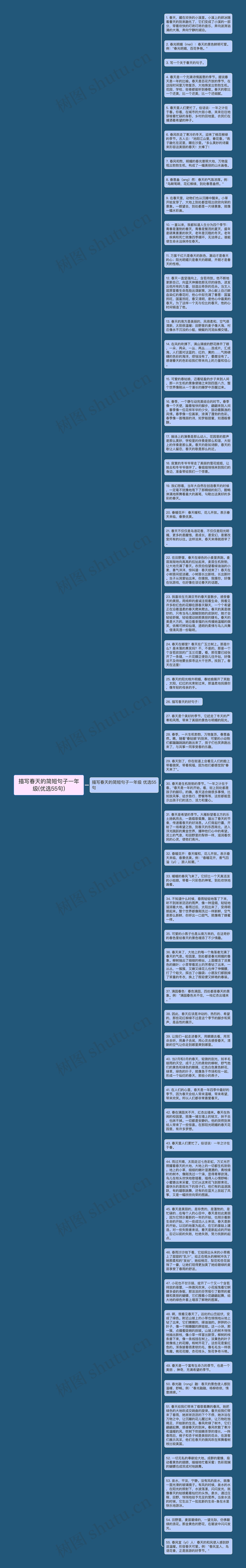 描写春天的简短句子一年级(优选55句)思维导图