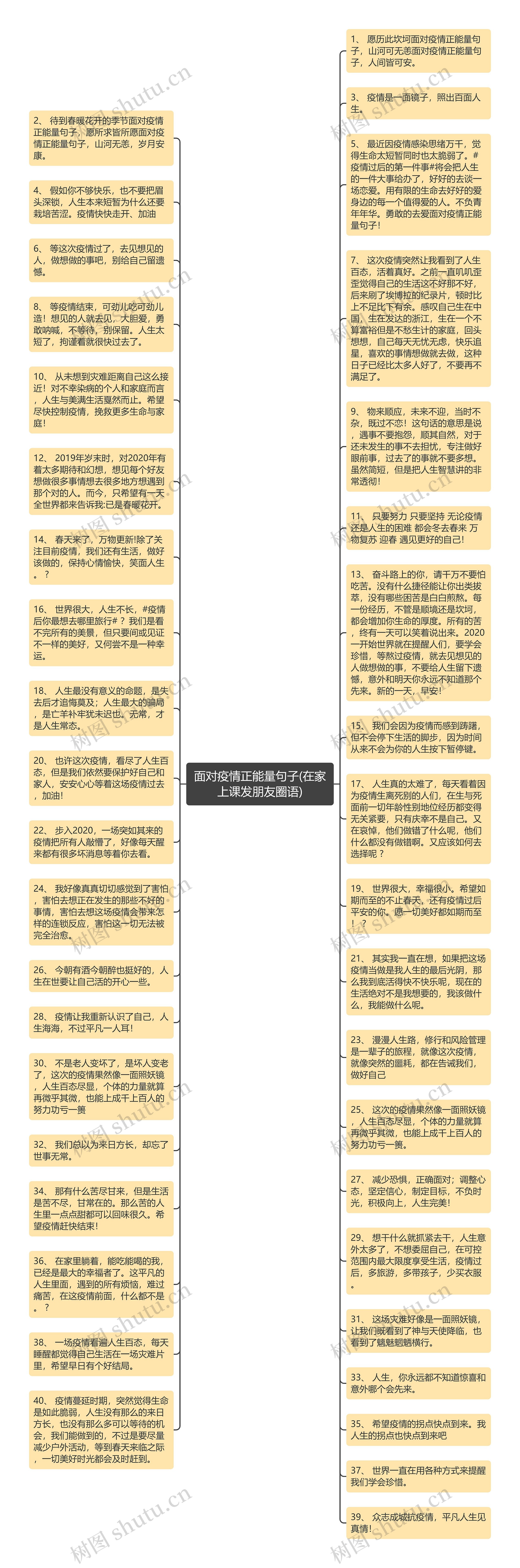 面对疫情正能量句子(在家上课发朋友圈语)思维导图