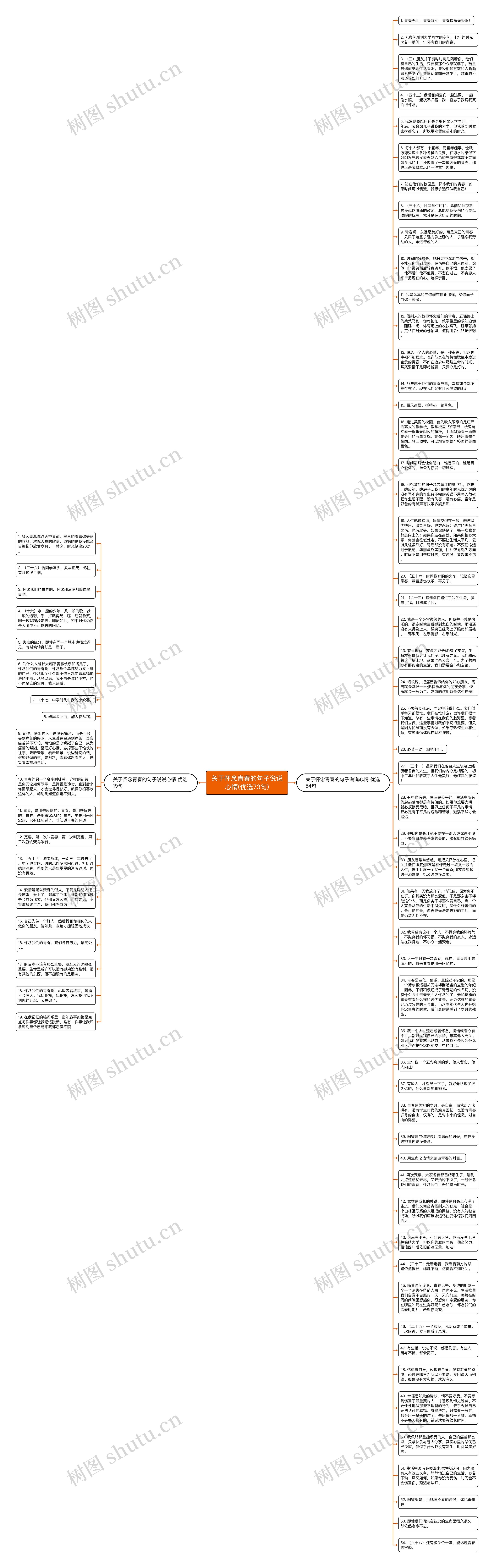 关于怀念青春的句子说说心情(优选73句)思维导图