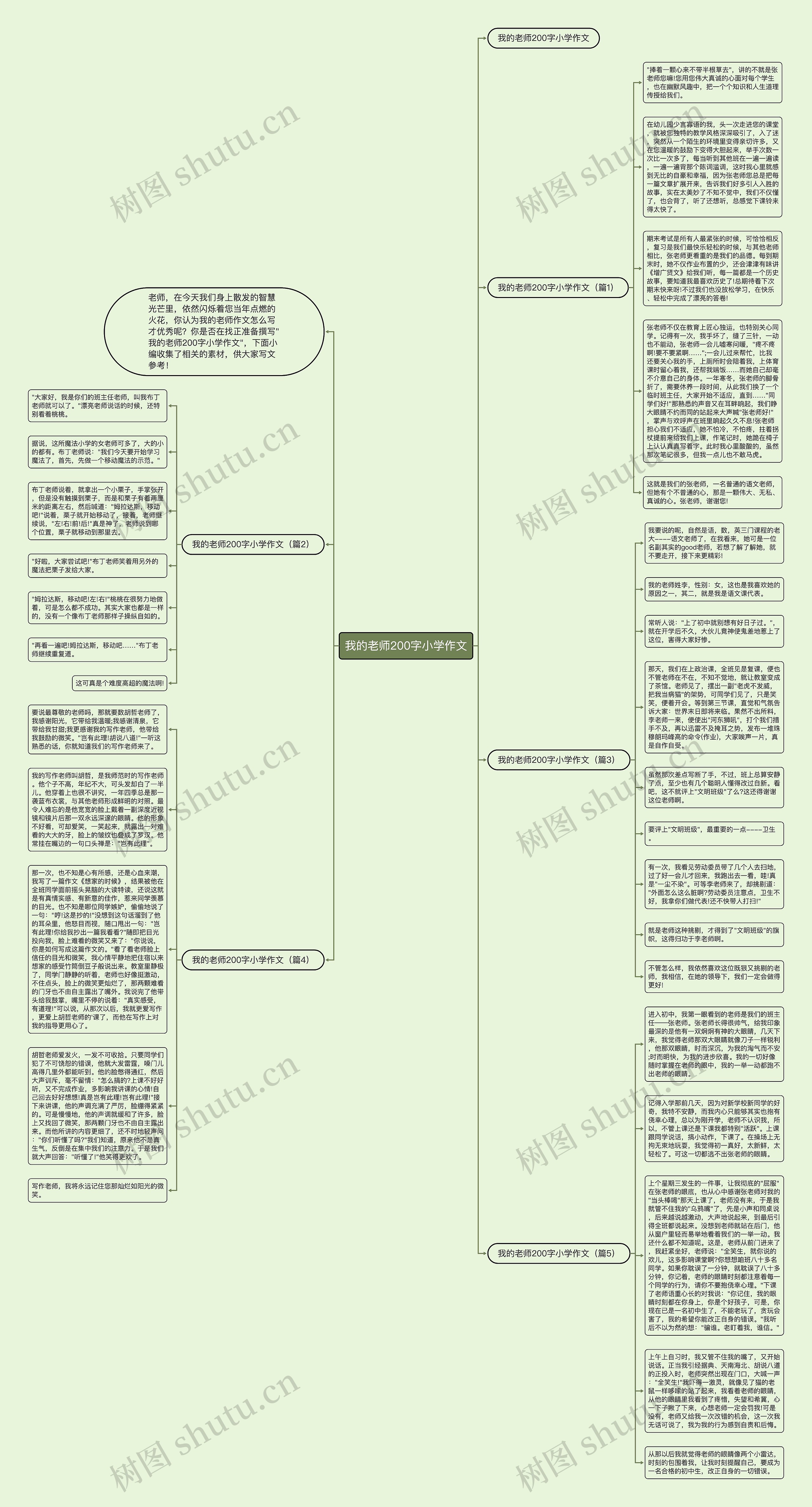 我的老师200字小学作文思维导图