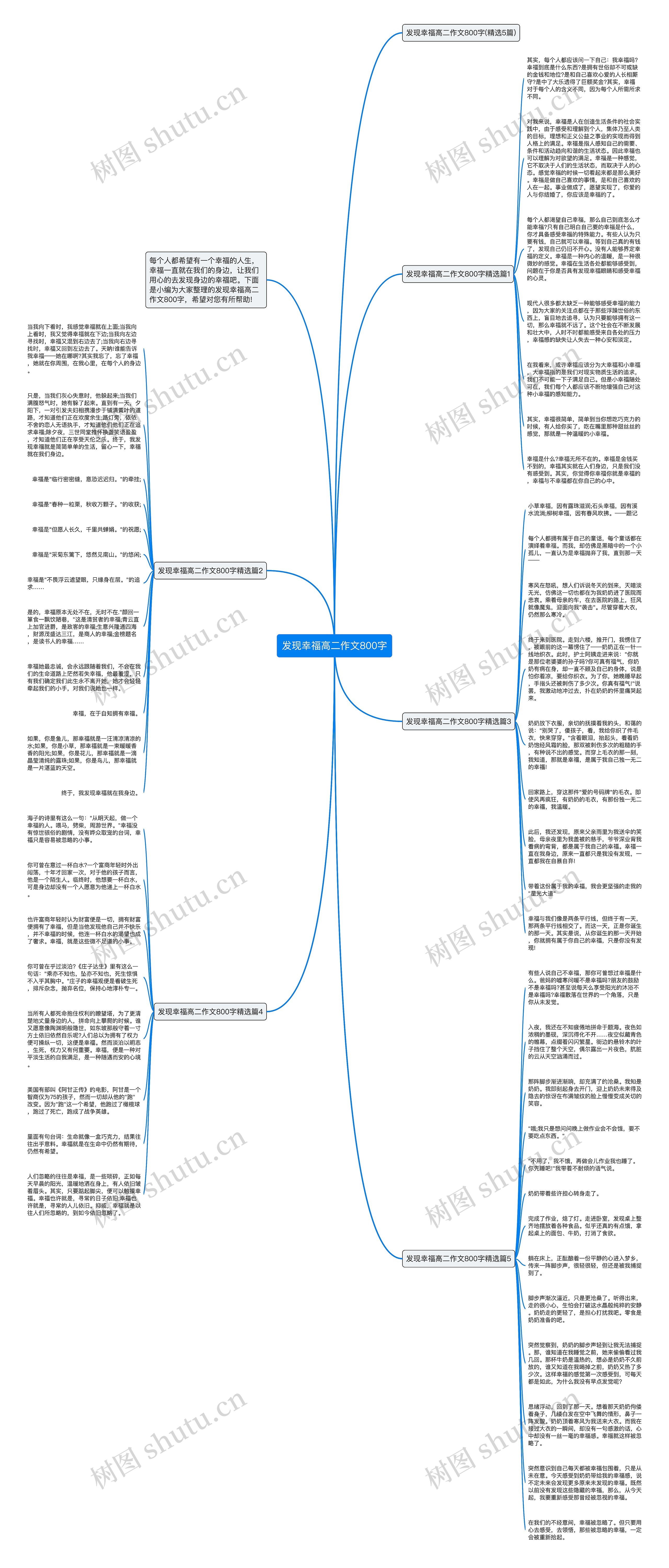 发现幸福高二作文800字思维导图