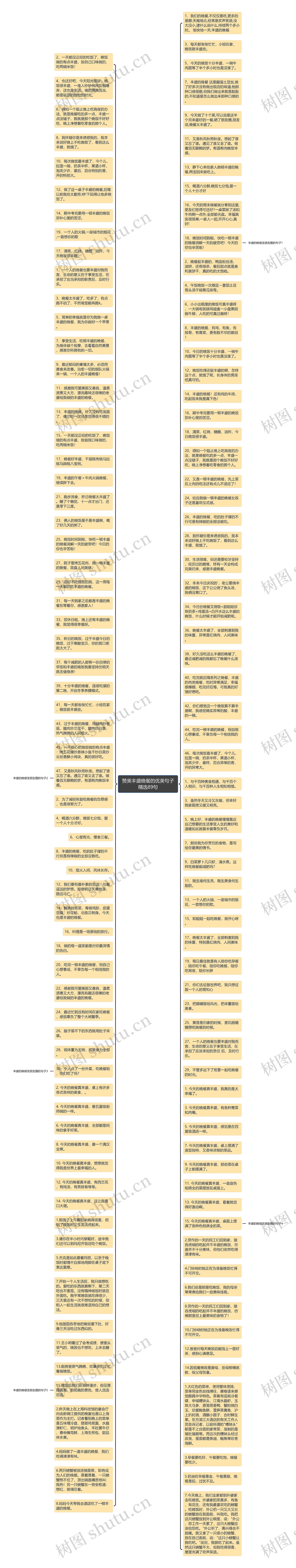 赞美丰盛晚餐的优美句子精选89句思维导图