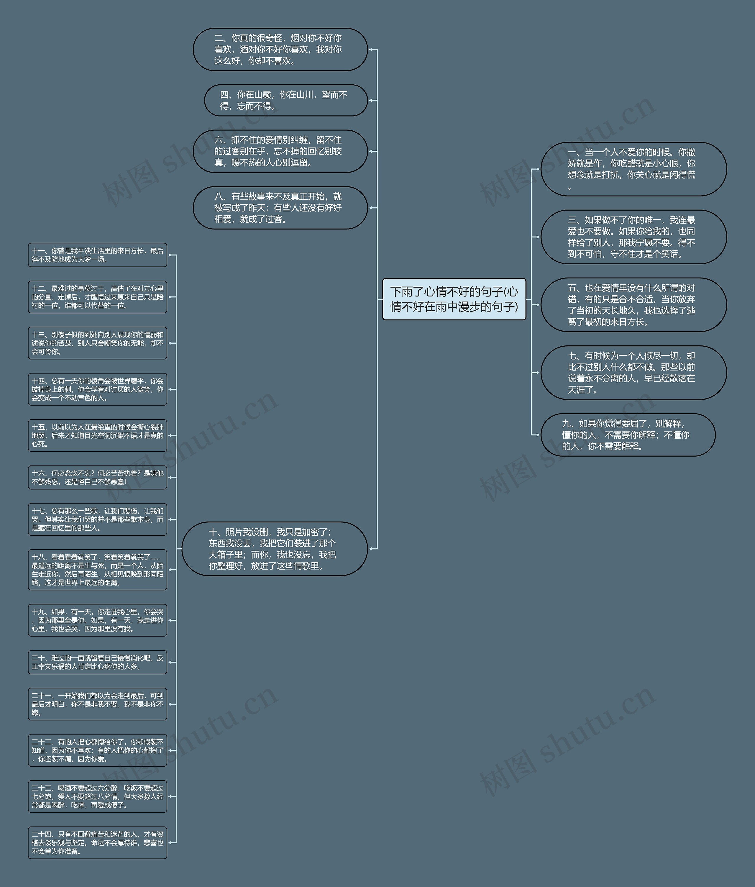 下雨了心情不好的句子(心情不好在雨中漫步的句子)思维导图