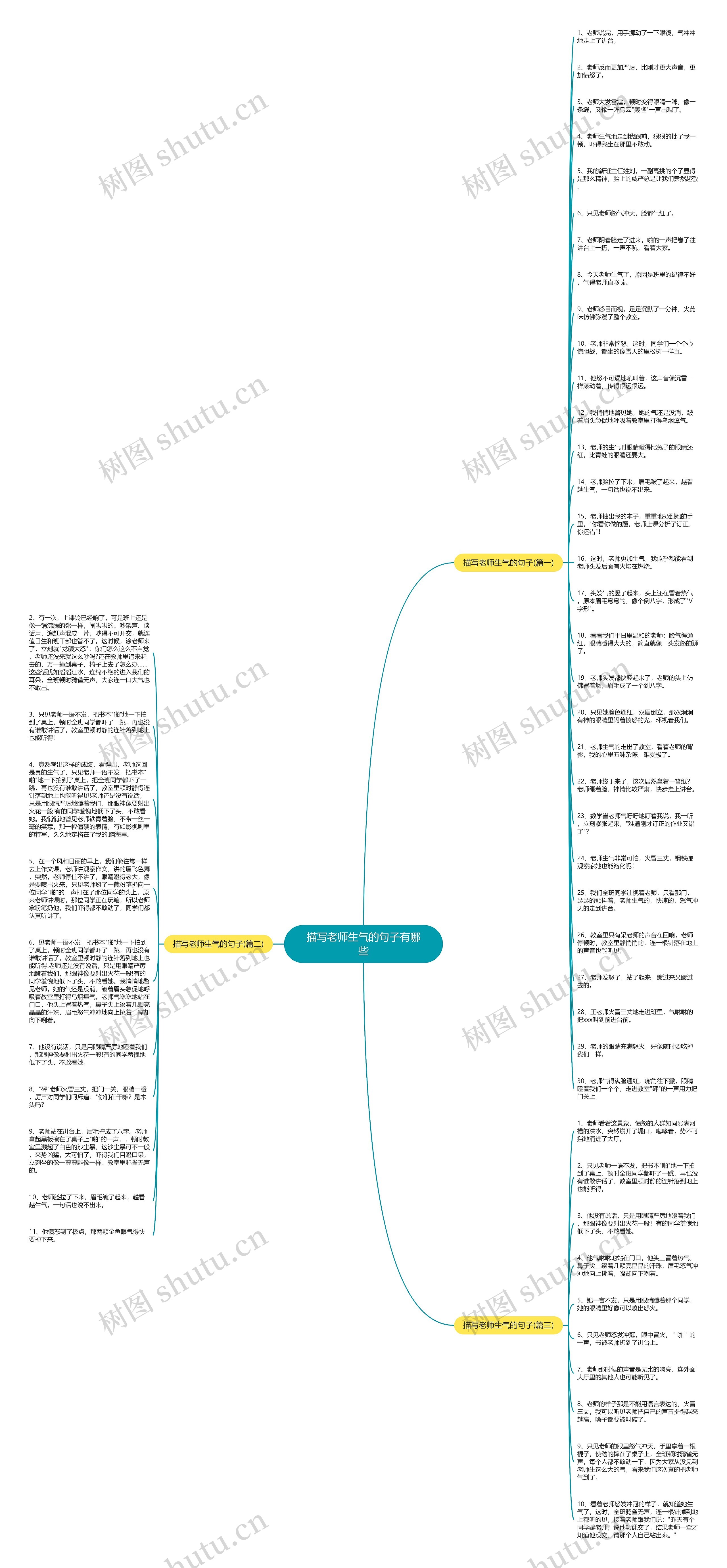 描写老师生气的句子有哪些思维导图