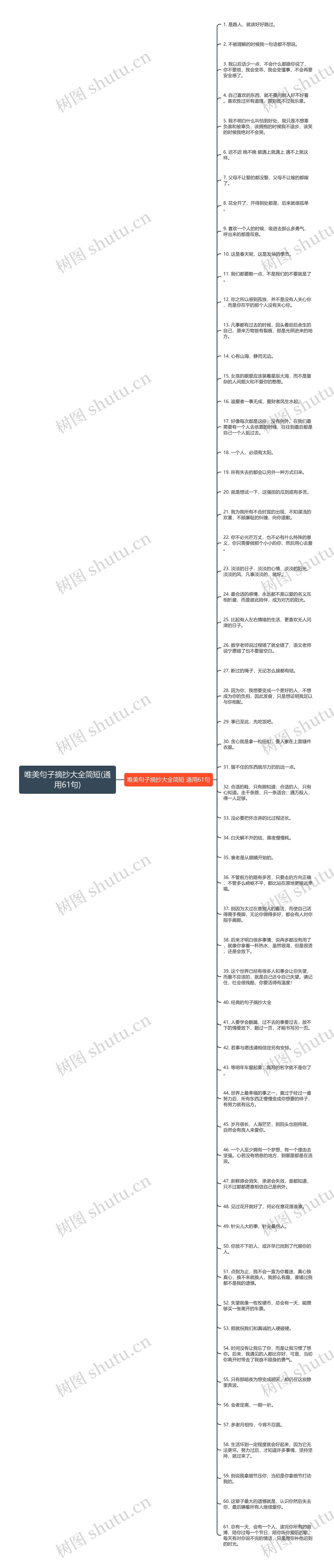 唯美句子摘抄大全简短(通用61句)思维导图