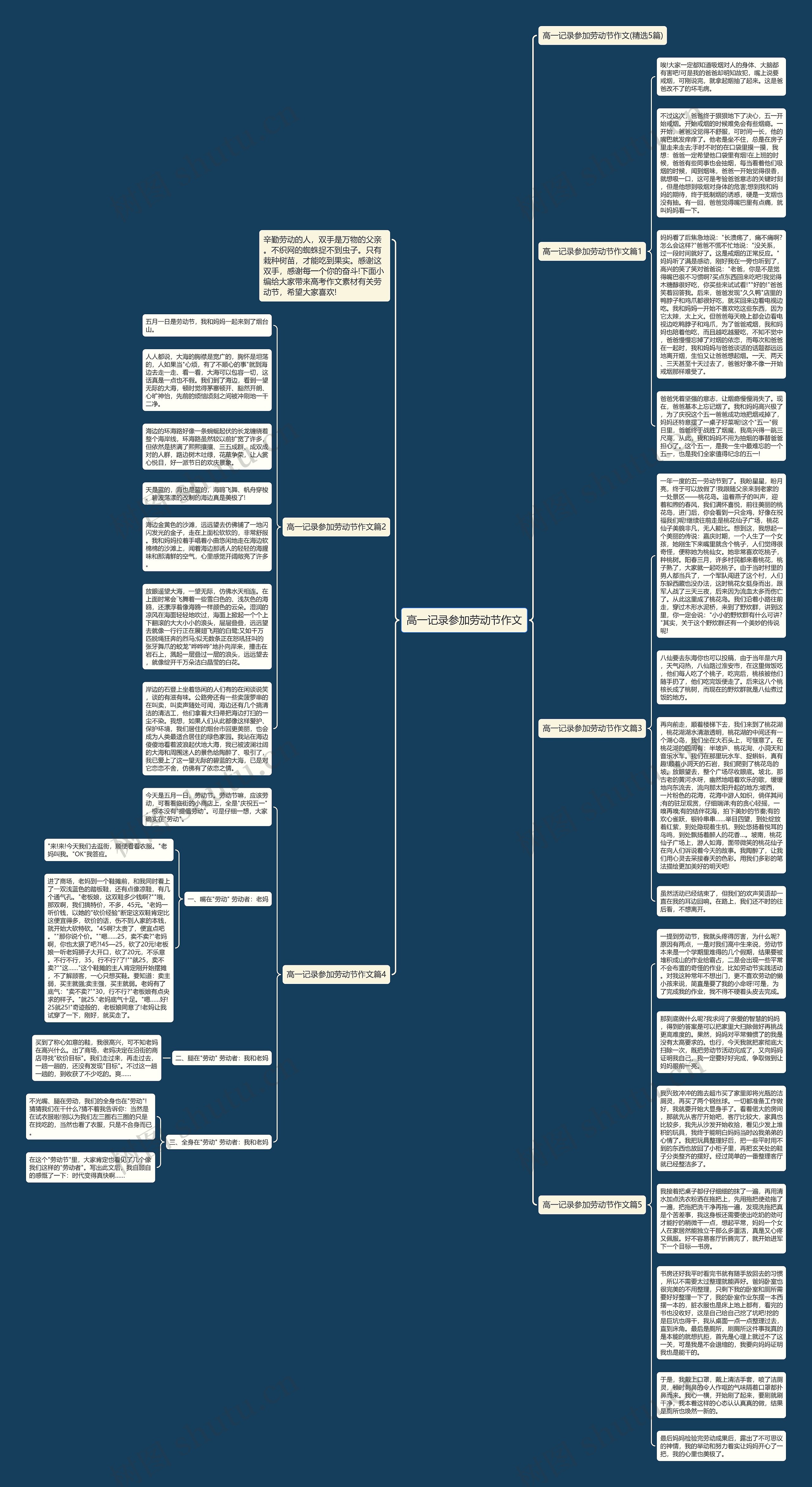 高一记录参加劳动节作文思维导图