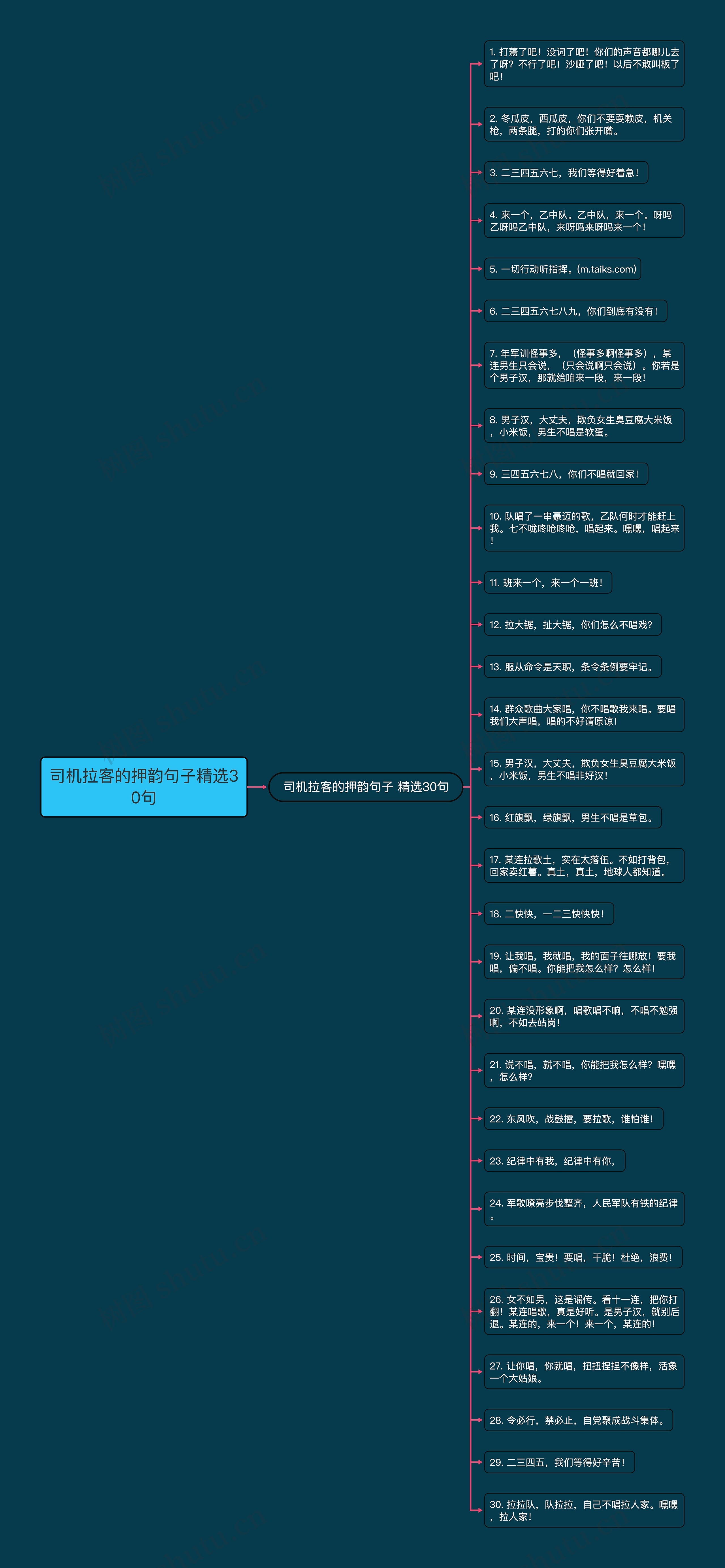 司机拉客的押韵句子精选30句思维导图