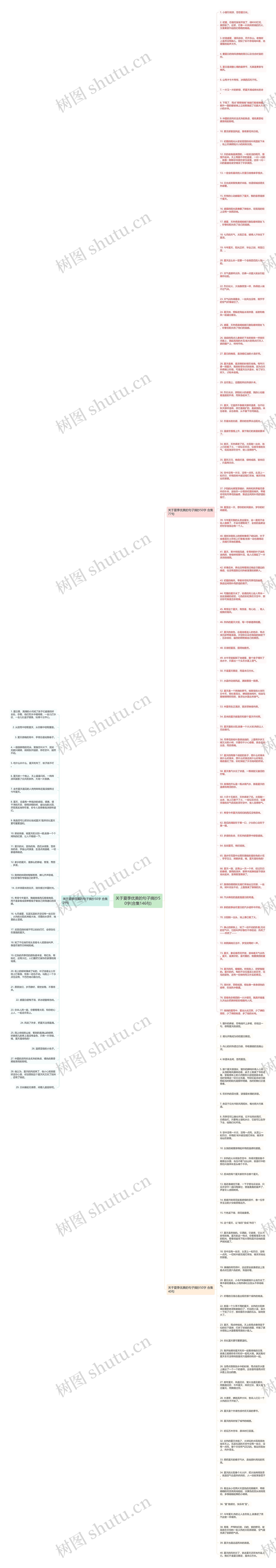 关于夏季优美的句子摘抄50字(合集146句)思维导图