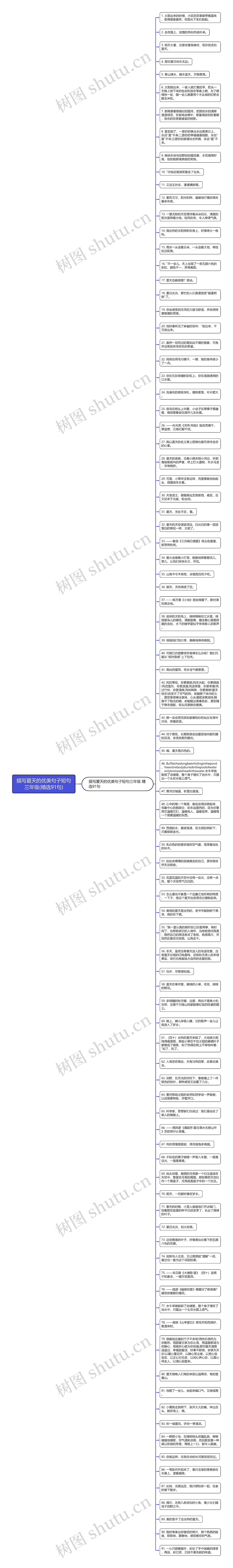 描写夏天的优美句子短句三年级(精选91句)思维导图