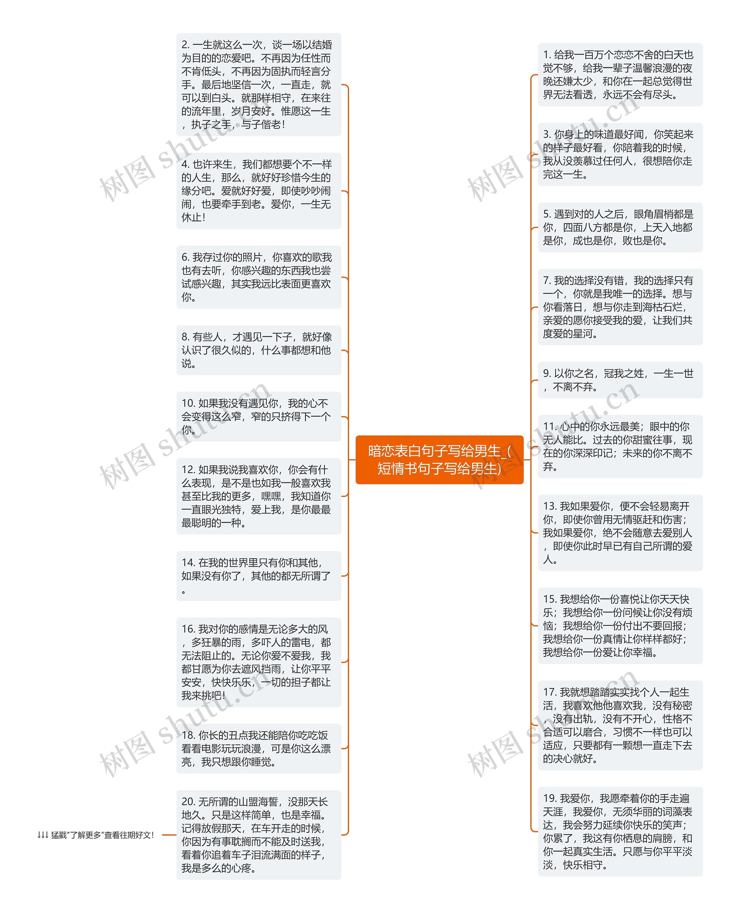 暗恋表白句子写给男生_(短情书句子写给男生)思维导图