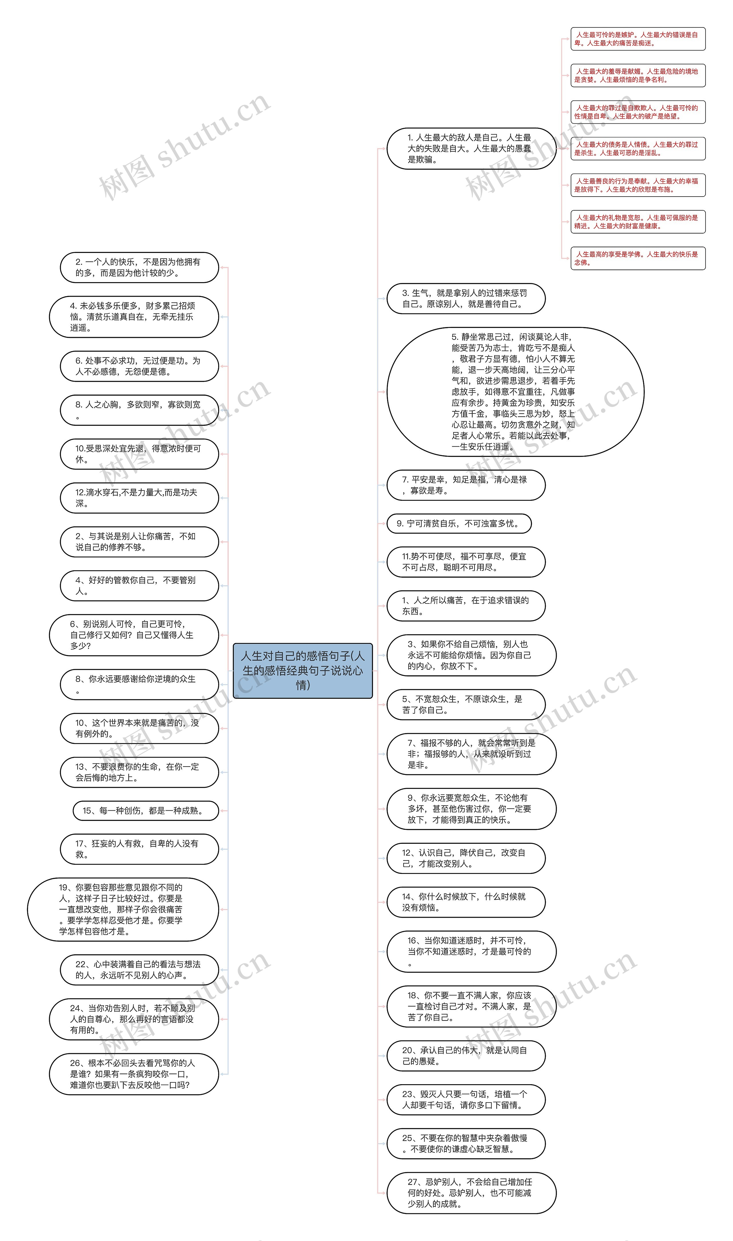 人生对自己的感悟句子(人生的感悟经典句子说说心情)思维导图