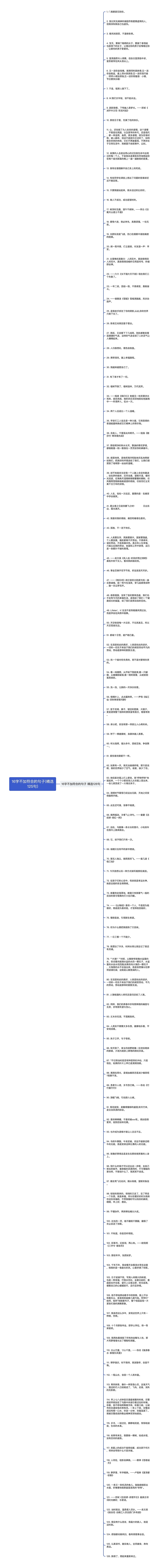 16字不加符合的句子(精选125句)思维导图