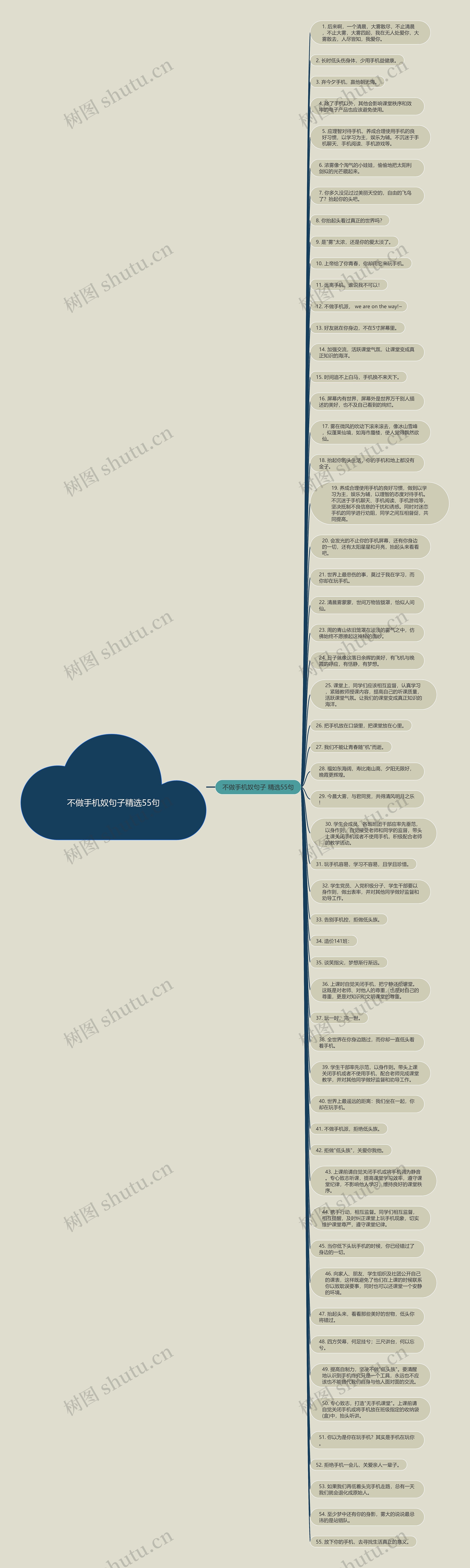 不做手机奴句子精选55句思维导图